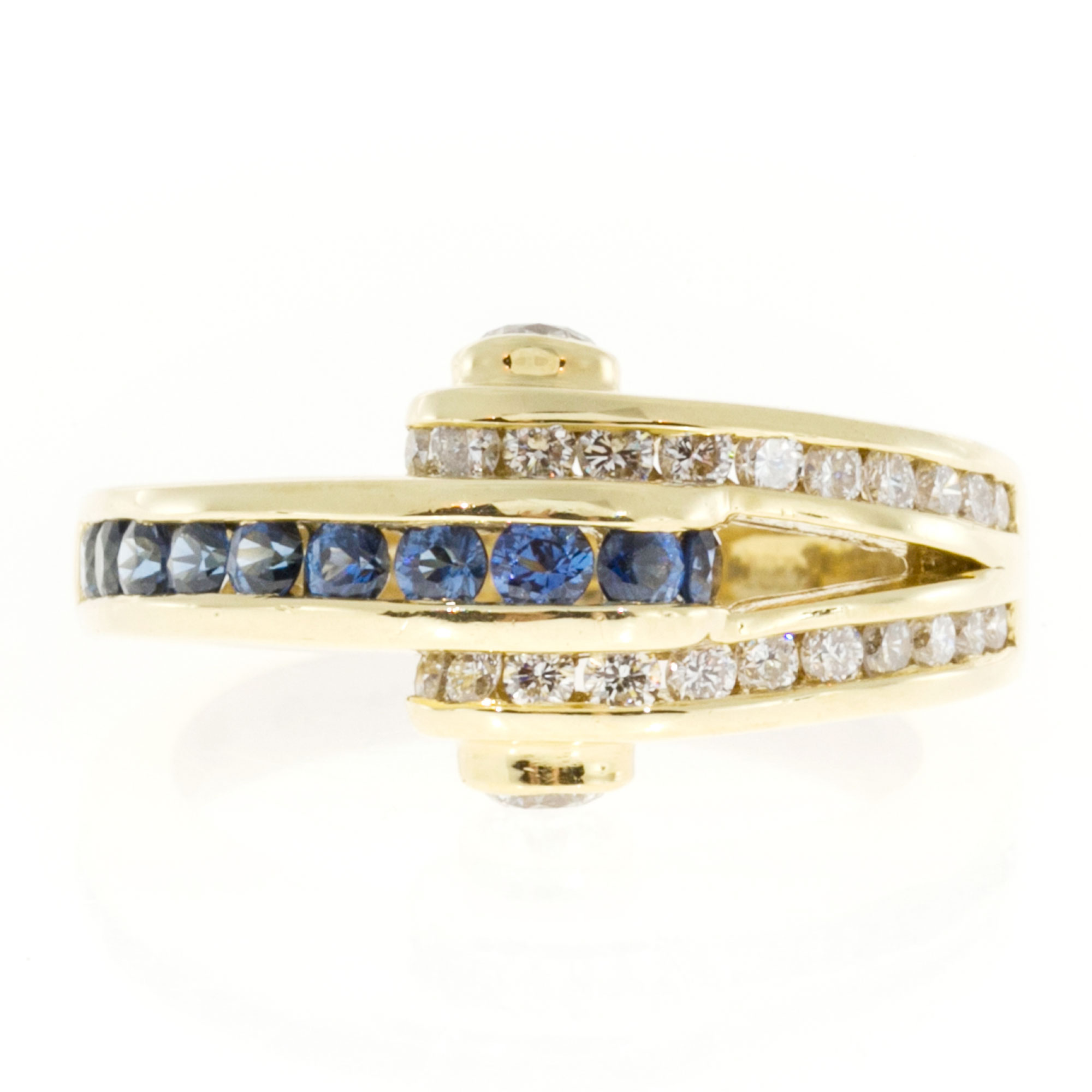 Charles Krypell 18K Yellow Gold with 0.15ct Sapphire  0.60ct Diamond Ring Size 6.25