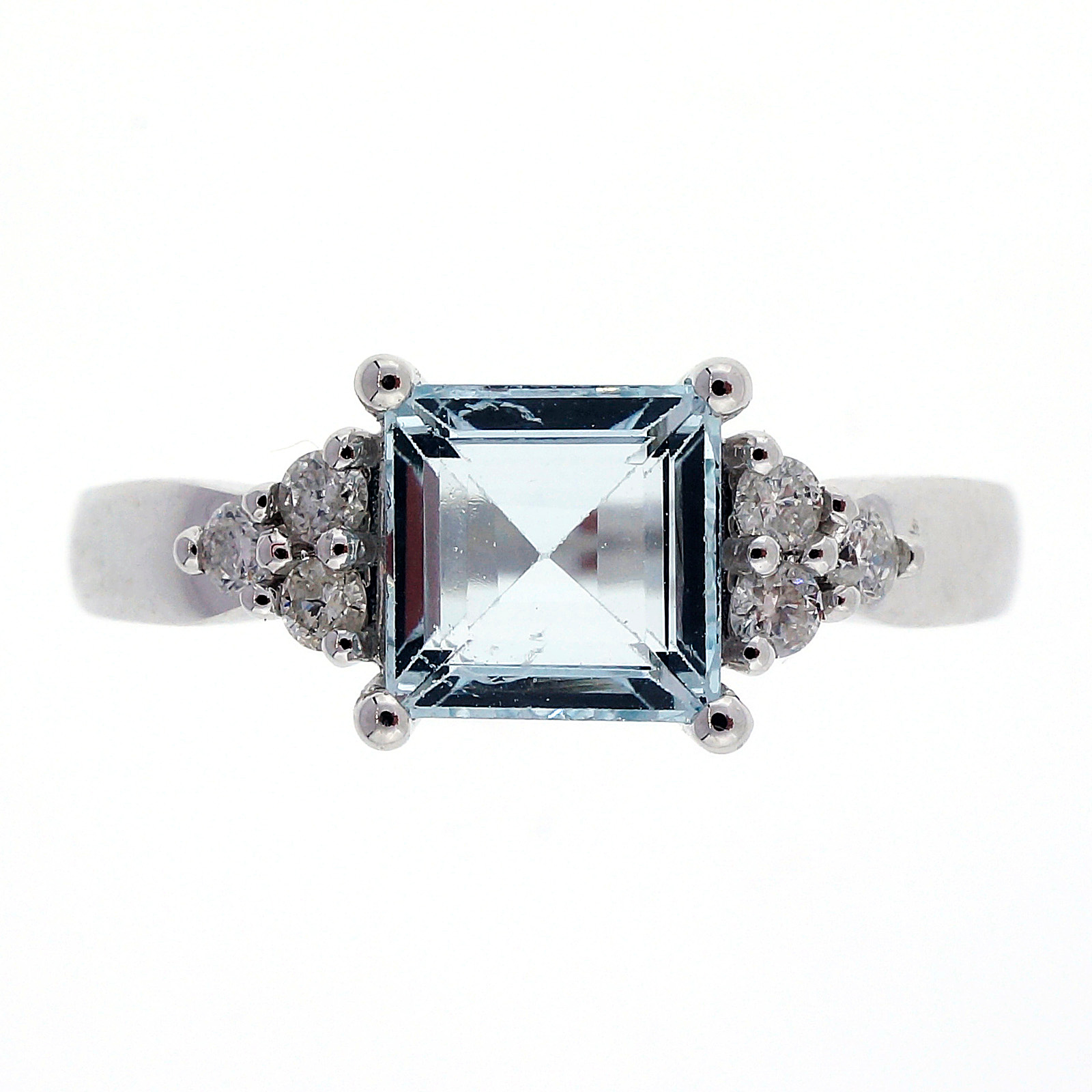 Estate Square Art Deco Emerald Cut 1.05ct Aqua 14k White Gold Diamond Ring