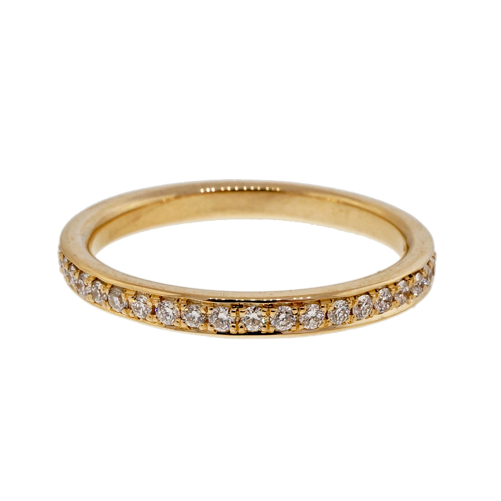 14K Yellow Gold 0.45ct Bead Set Pave Diamond Band Ring Size 6.5