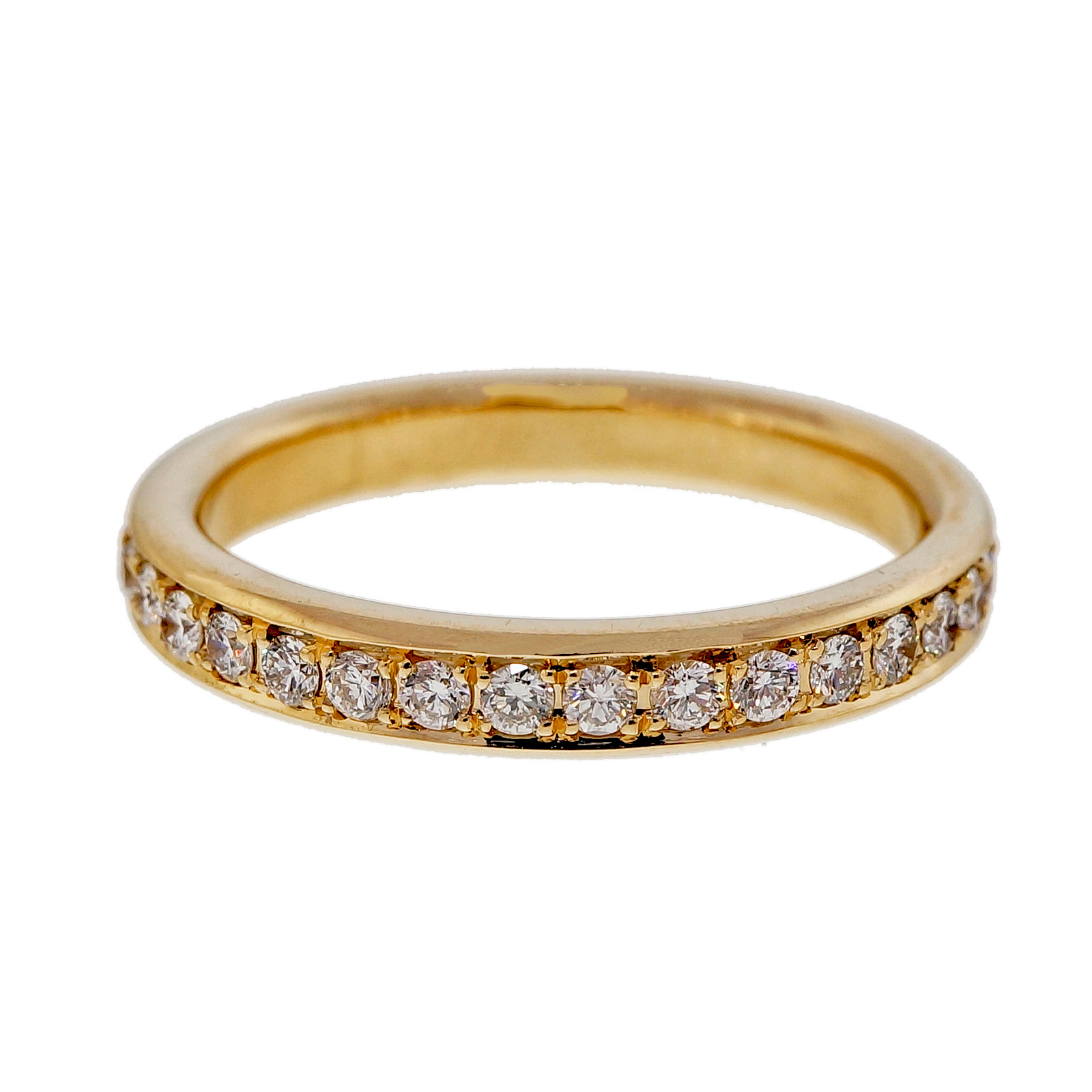 14K Yellow Gold 0.58ct Pave Diamond Band Bead Set Ring Size 6.5
