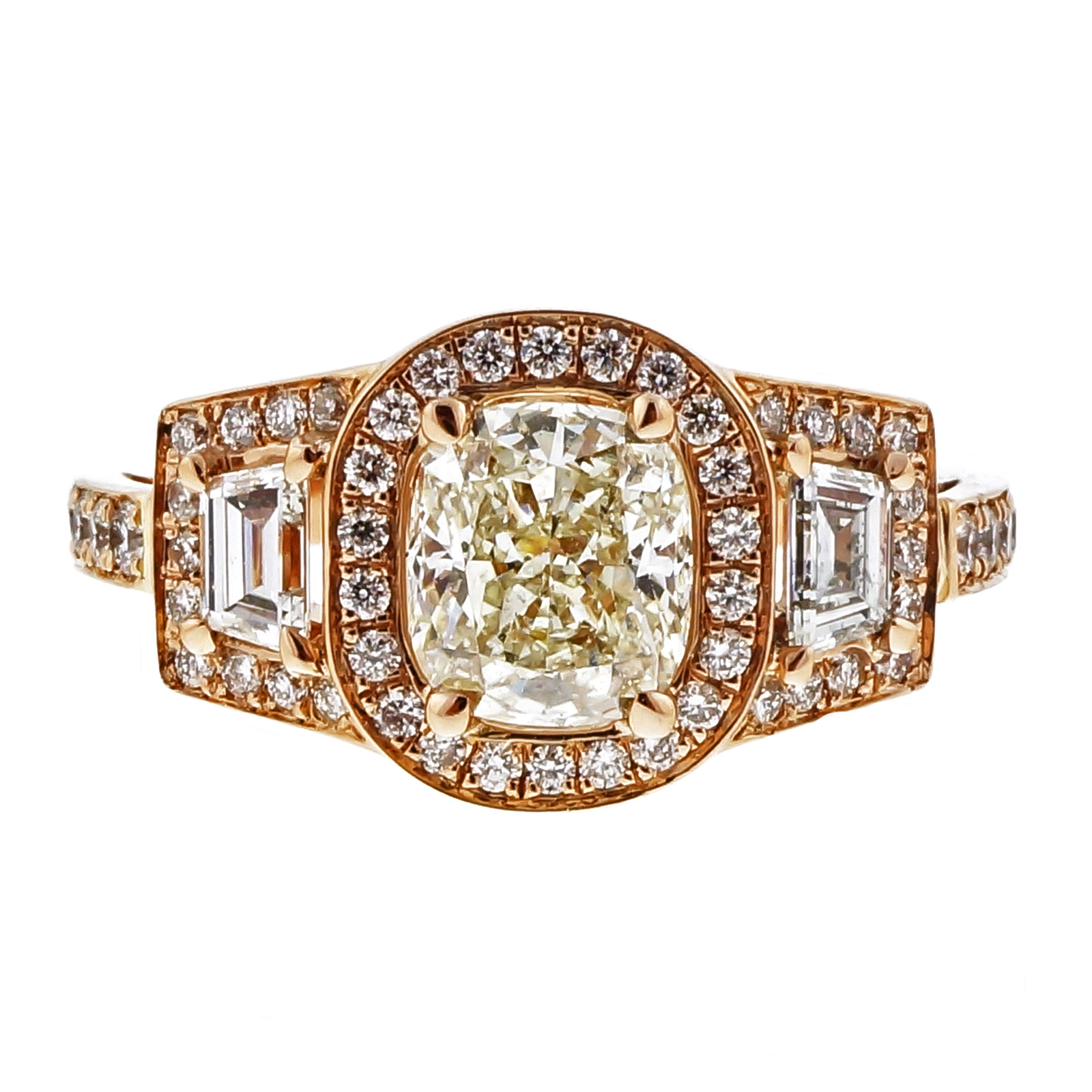 18K Rose Gold with 1.03ct Diamond Triple Halo Ring Size 6