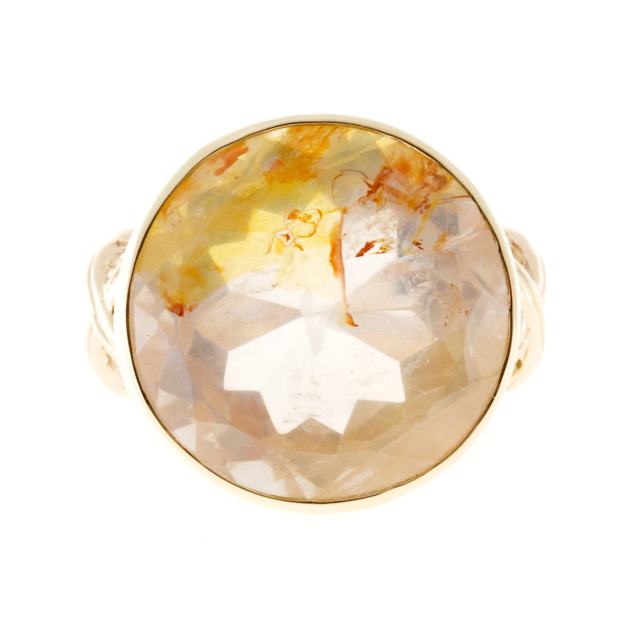 14K Yellow Gold with 17.97ct Citrine with Red Iron  0.18ct Diamond Ring Size 6