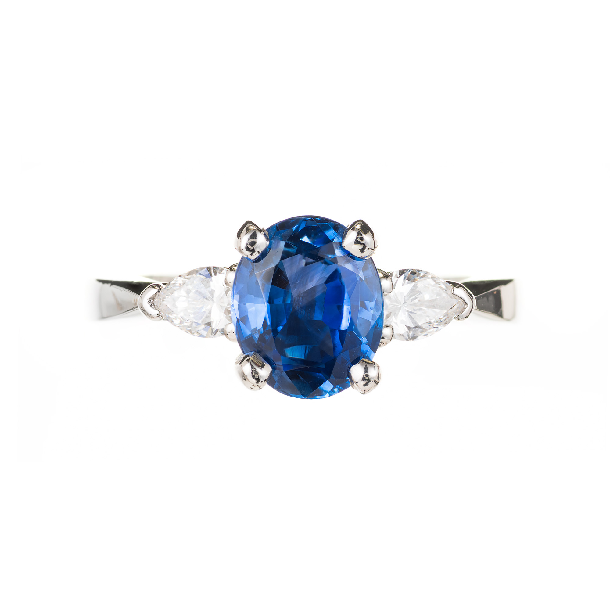 Peter Suchy GIA Certified 2.02 Carat Sapphire Diamond Platinum Engagement Ring