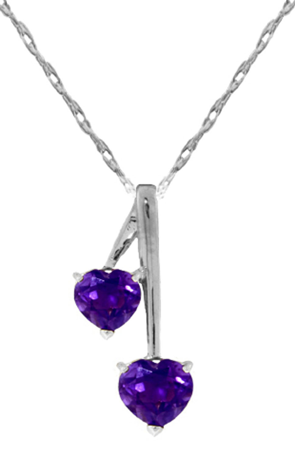 1.4 CTW Silver Hearts Necklace Natural Amethyst