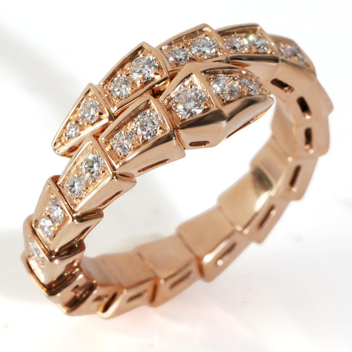 Bvlgari Serpenti Diamond Ring in 18k Rose Gold