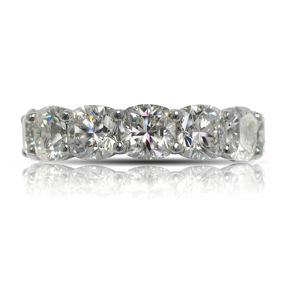 10 CARAT CUSHION CUT DIAMOND ETERNITY BAND IN 18K WHITE GOLD U SHAPED SHARED PRONG 80 POINTER BY MIKE NEKTA