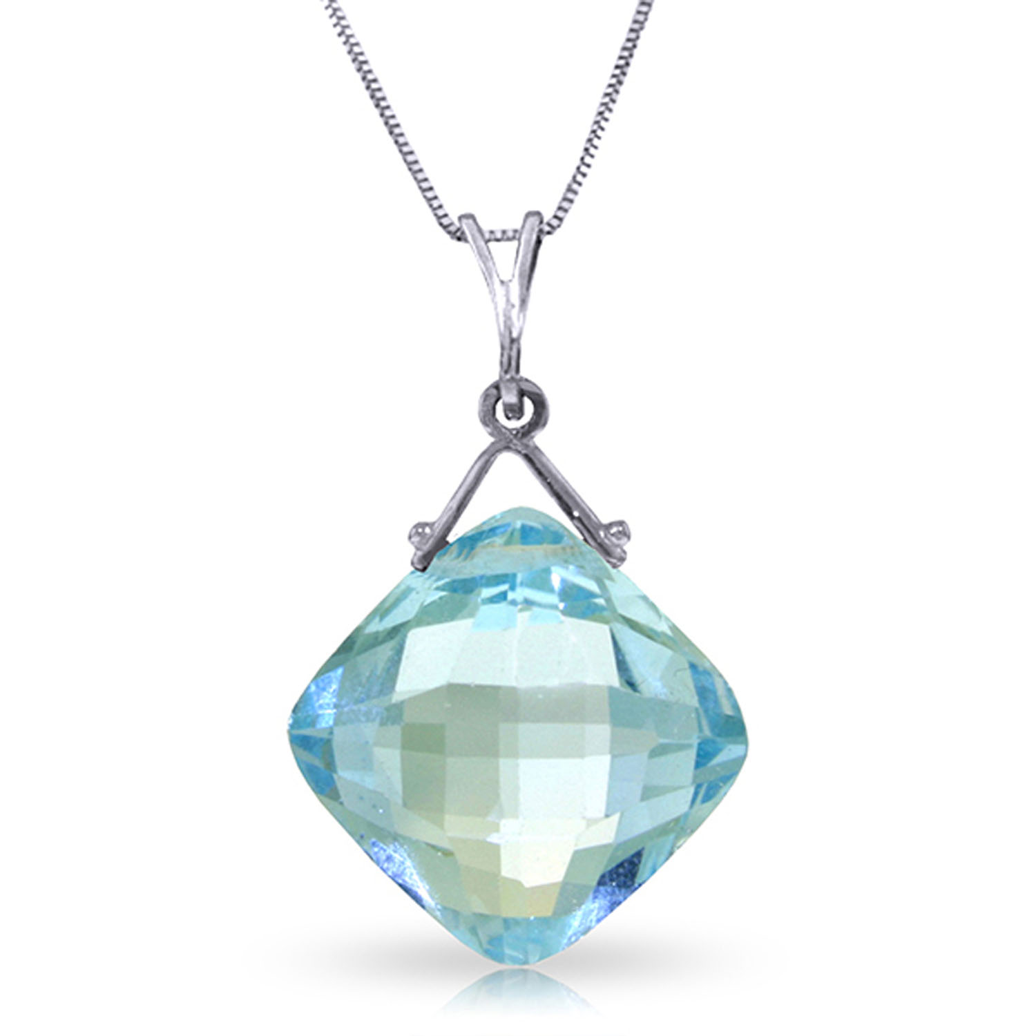 8.75 CTW 14K Solid White Gold Competence Blue Topaz Necklace