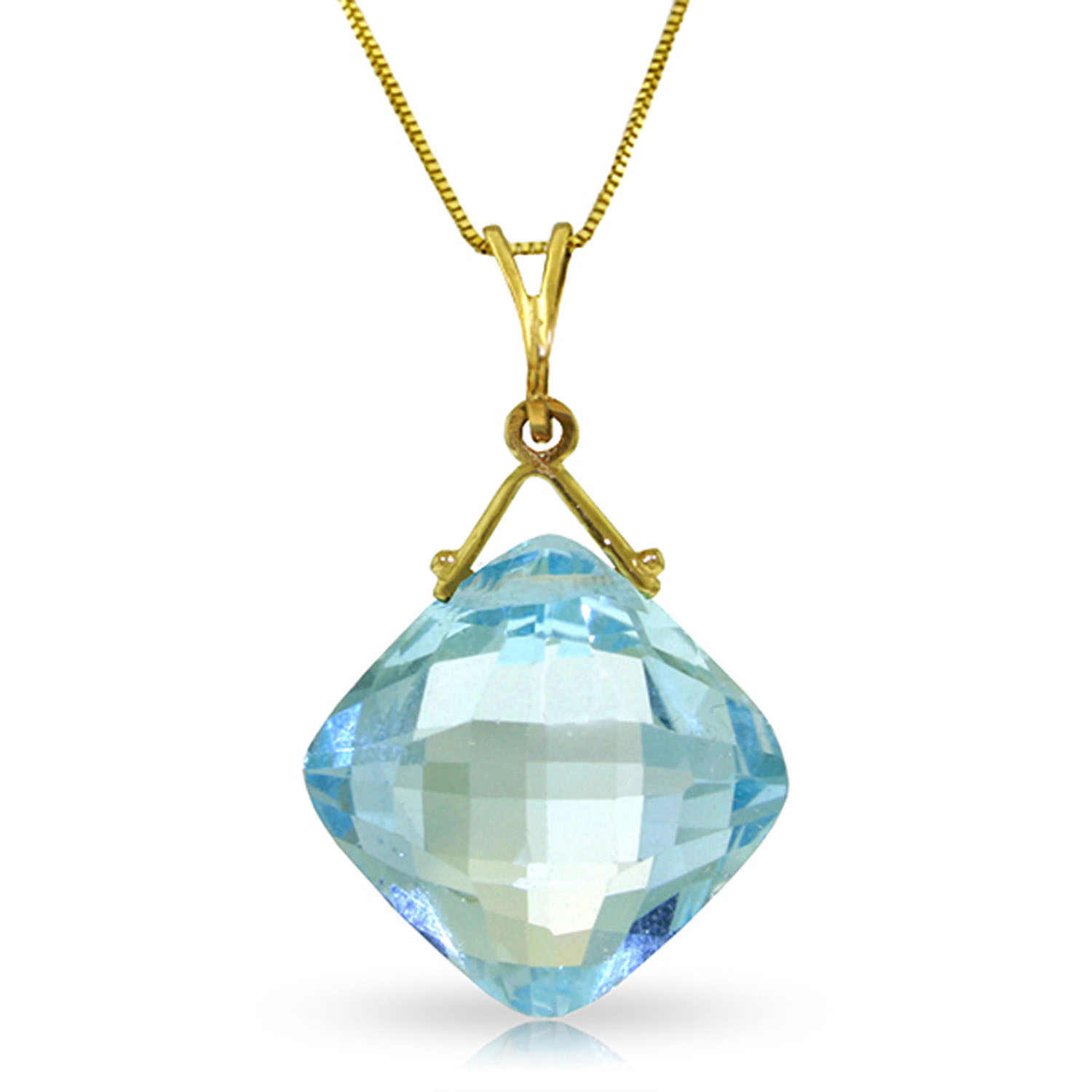 8.75 CTW 14K Solid Gold Distance Blue Topaz Necklace