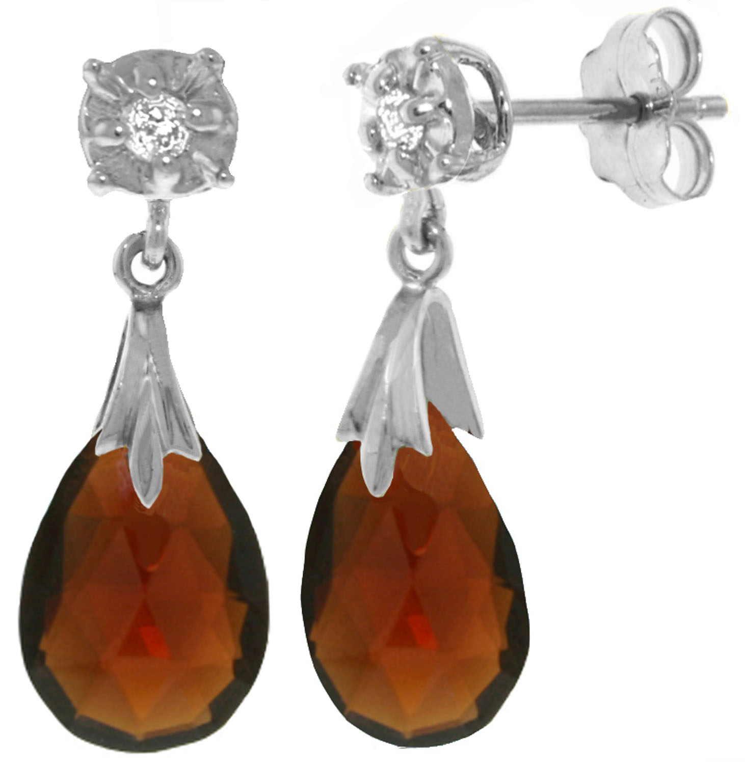 6.06 CTW 14K Solid White Gold Stud Earrings Diamond Garnet