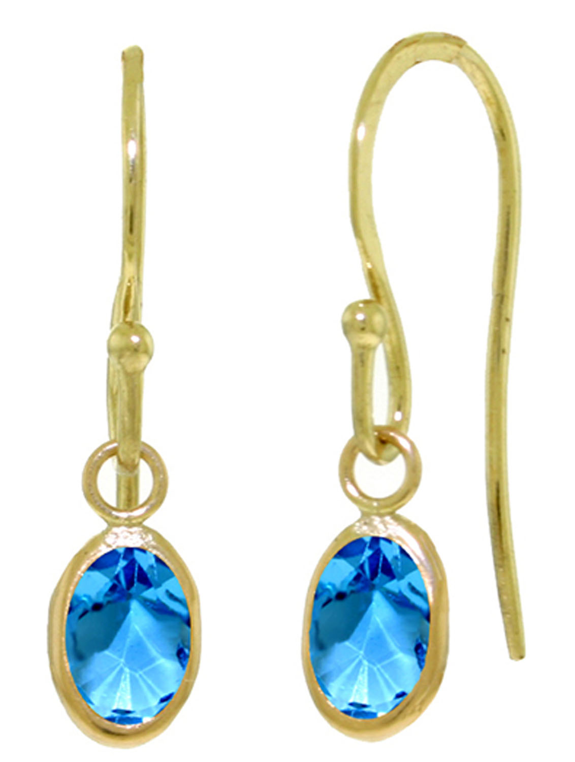 1 CTW 14K Solid Gold Faithful Blue Topaz Earrings