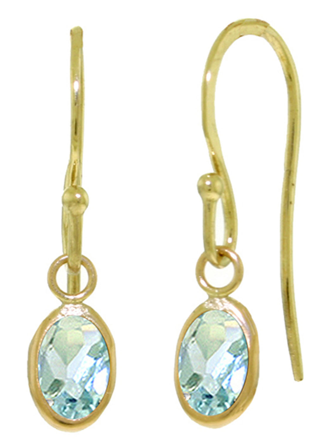 1 CTW 14K Solid Gold Fish Hook Earrings Aquamarine 1 CTW 14K Solid Gold Fish Hook Earrings Aquamarine