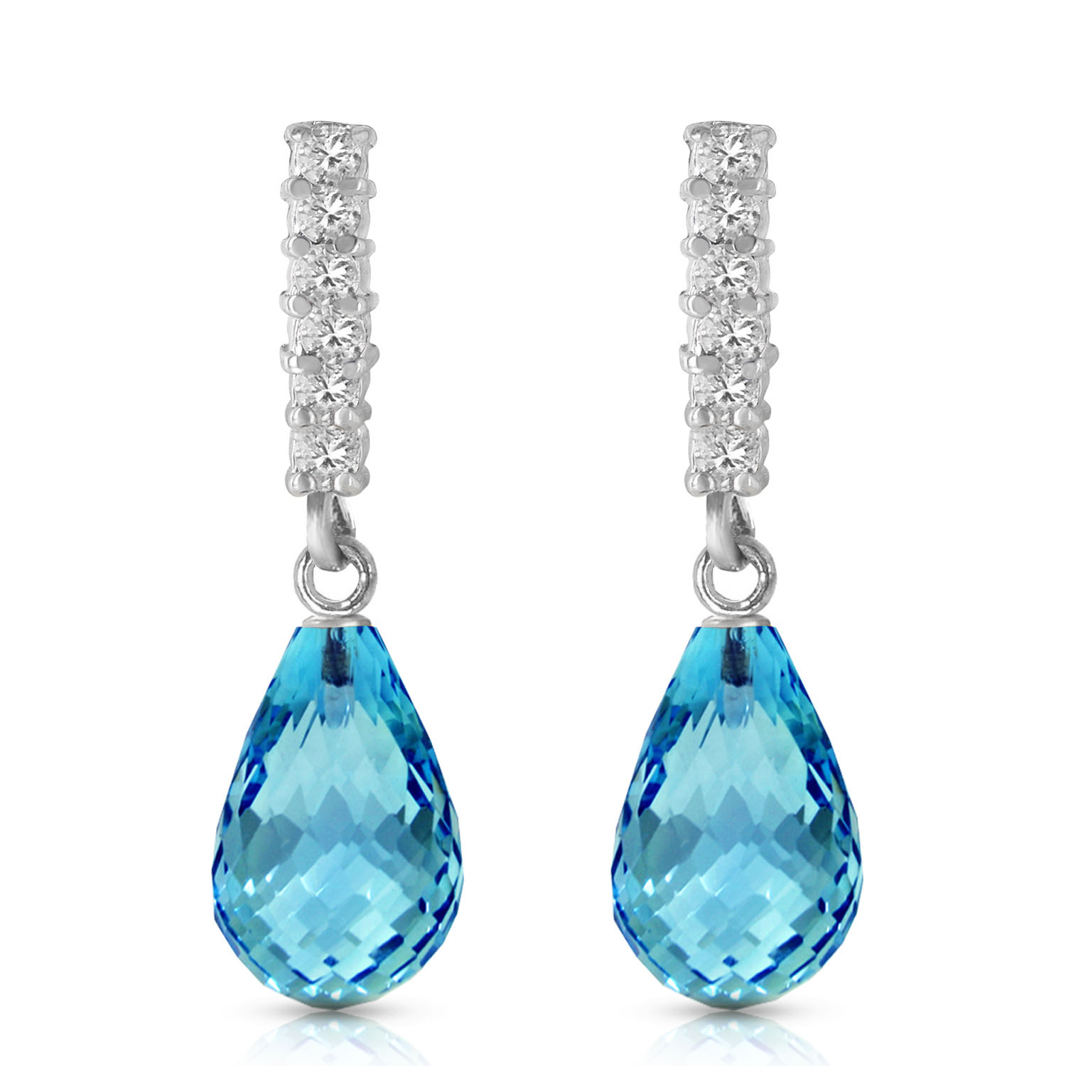 4.65 CTW 14K Solid White Gold Magic In Your Eyes Blue Topaz Diamond Earrings