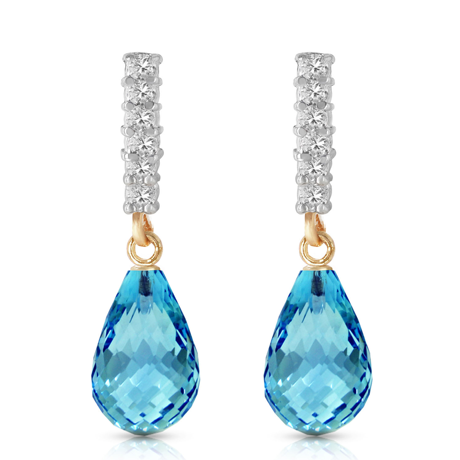 4.65 CTW 14K Solid Gold Enchant Blue Topaz Diamond Earrings