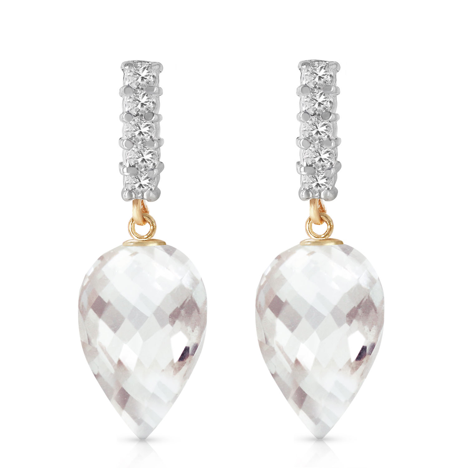 4.65 CTW 14K Solid Gold Enchant White Topaz Diamond Earrings