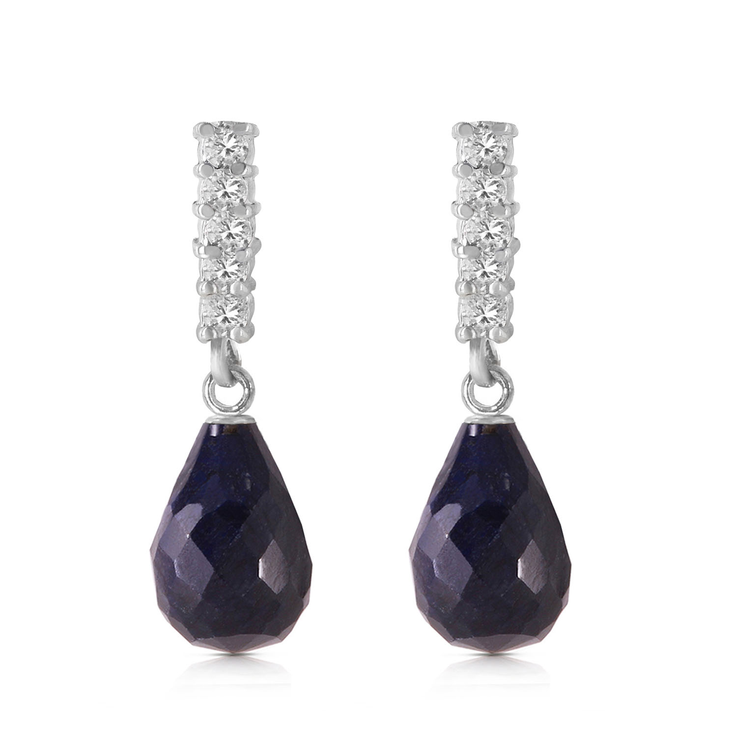 6.75 CTW 14K Solid White Gold Earrings Natural Diamond Sapphire