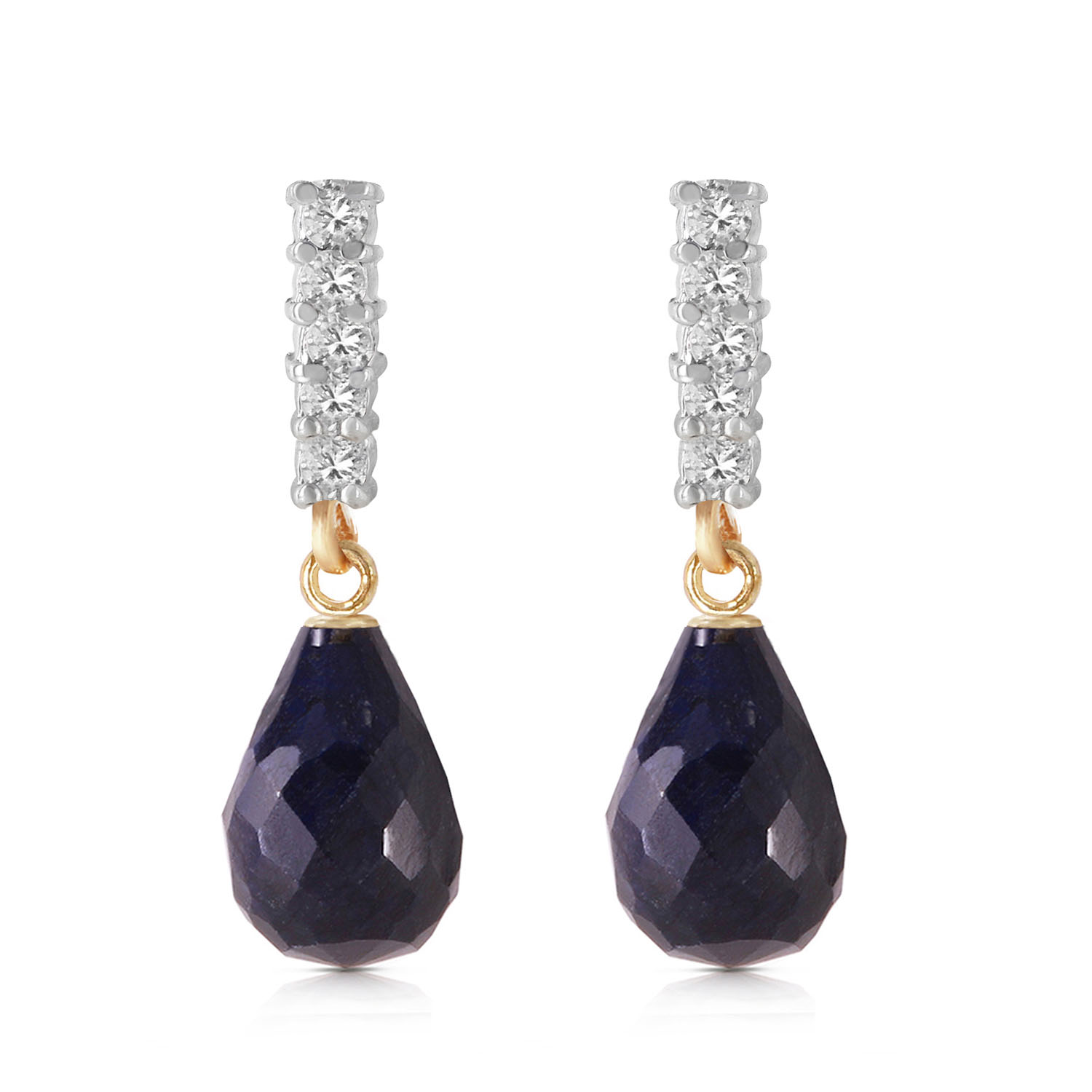 6.75 CTW 14K Solid Gold Enchant Sapphire Diamond Earrings