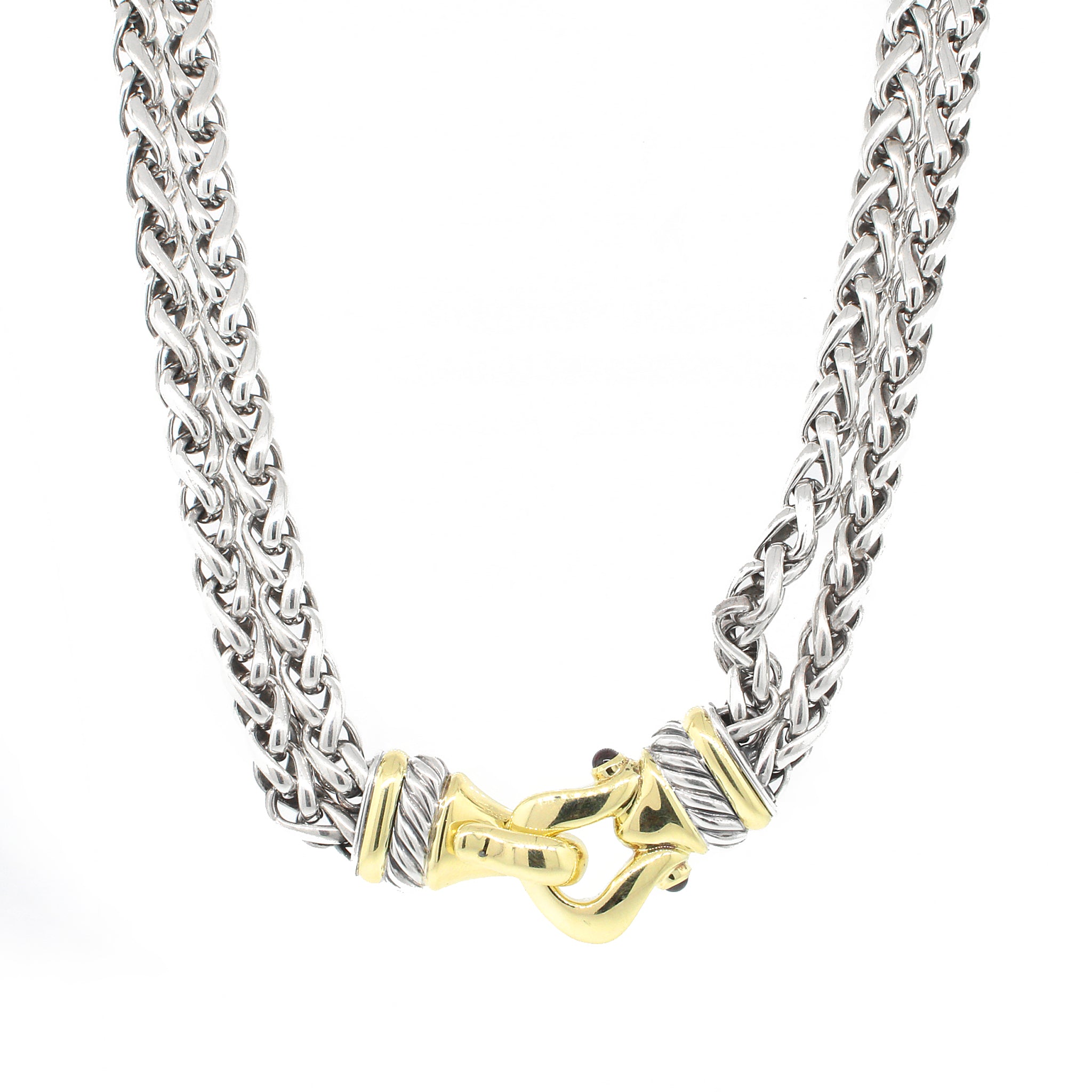 David Yurman Sterling Silver, Solid14 Karat Gold Double Wheat