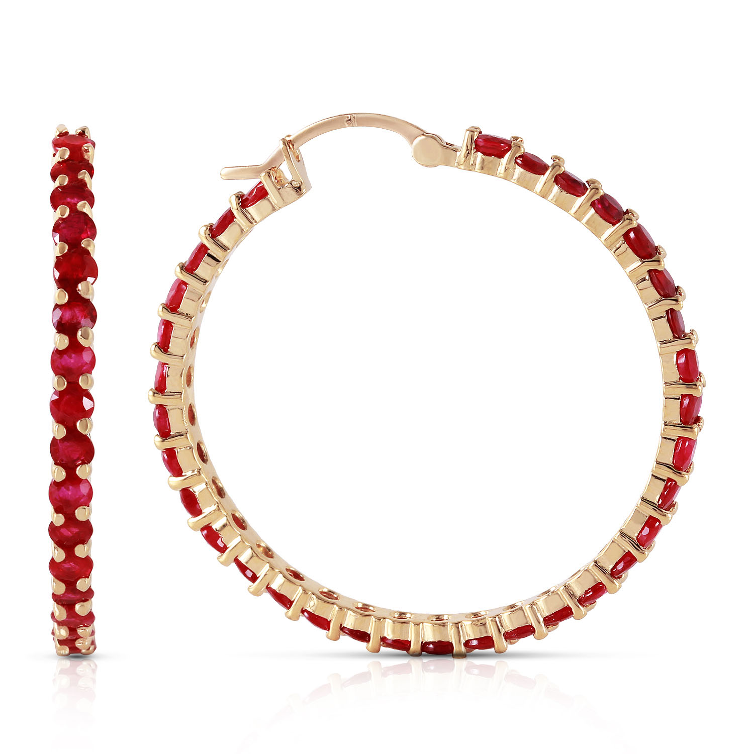 6 CTW 14K Solid Gold Alana Ruby Hoop Earrings