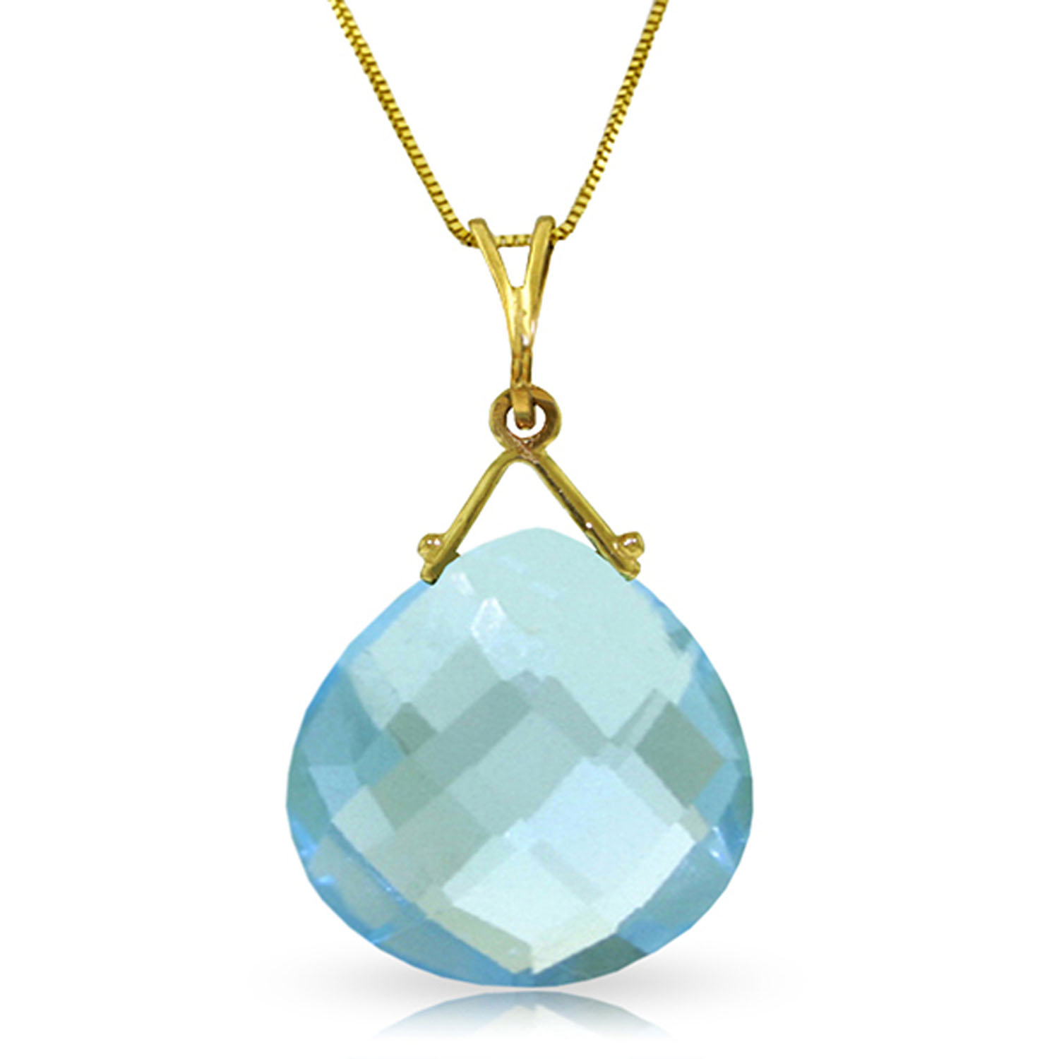 8.5 CTW 14K Solid Gold Marmara Blue Topaz Necklace