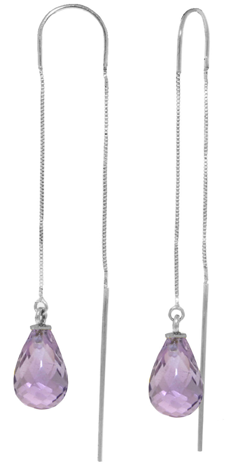 4.5 CTW 14K Solid White Gold Soul's Face Amethyst Earrings