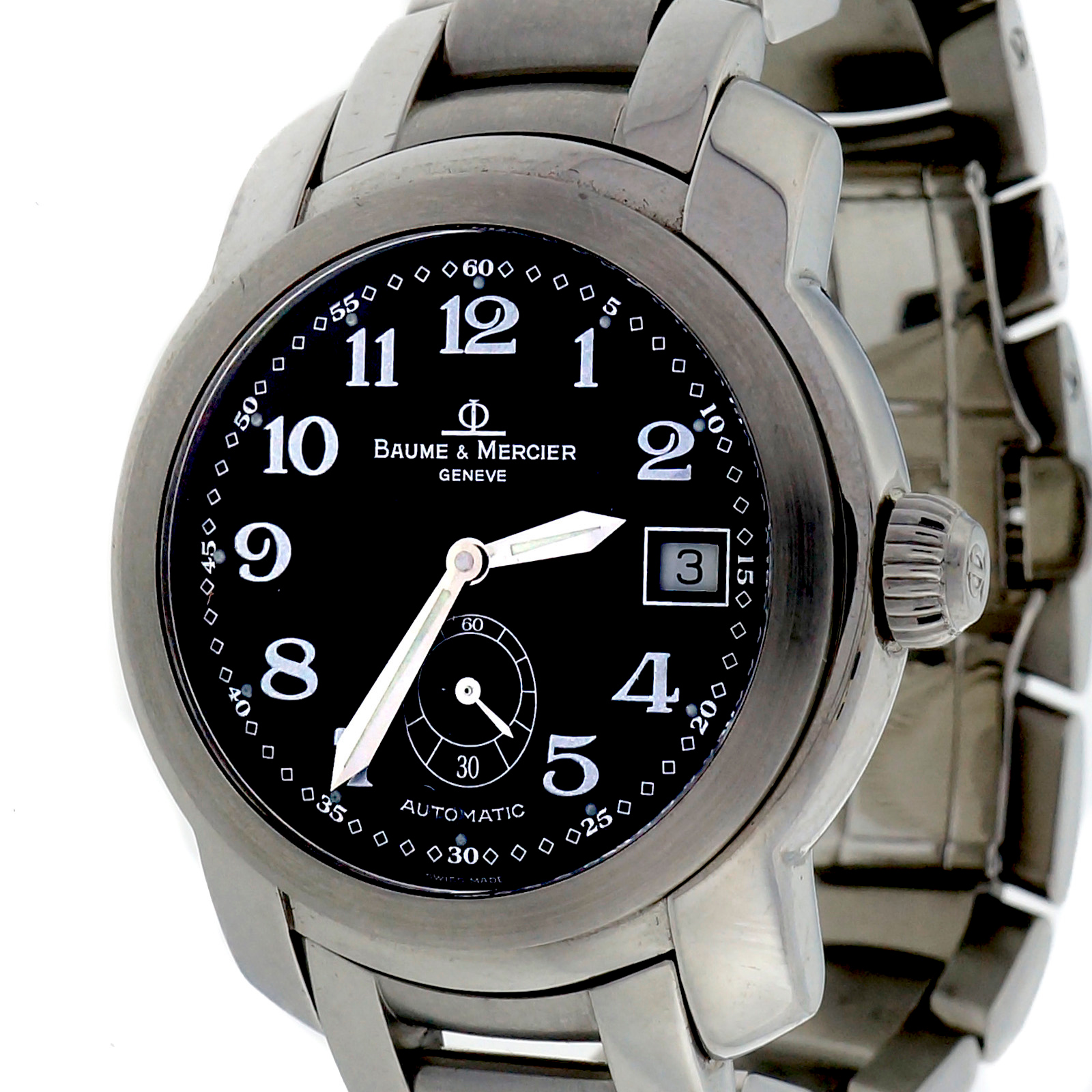 Baume Mercier Black Dial Automatic Steel Capeland Wrist Watch