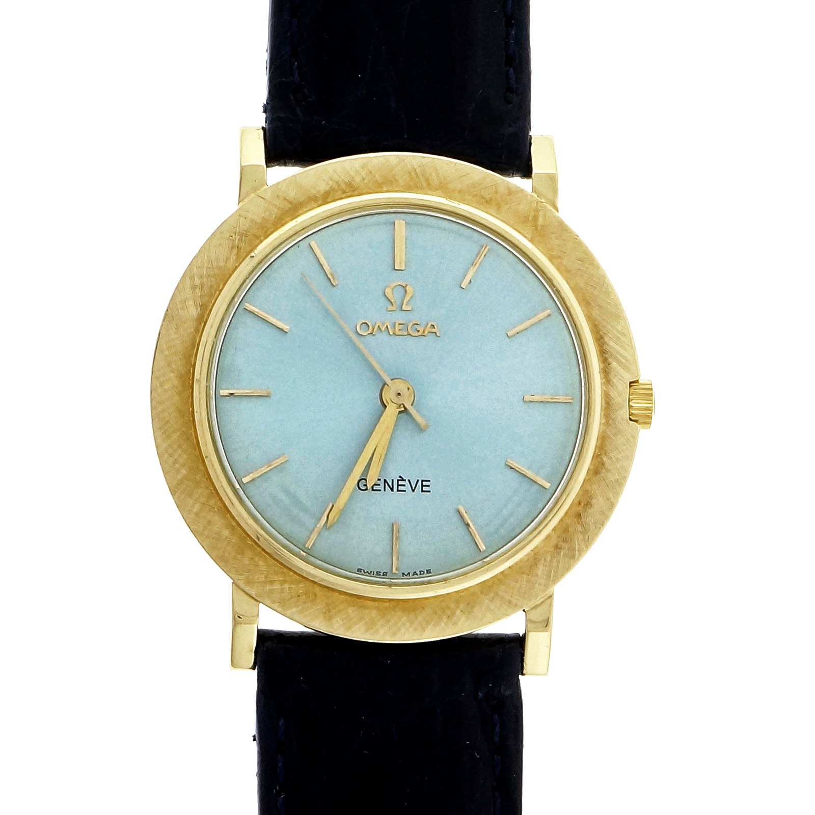 Omega 18K Yellow Gold Ice Blue Dial 34mm Unisex Wrist Watch 1950 