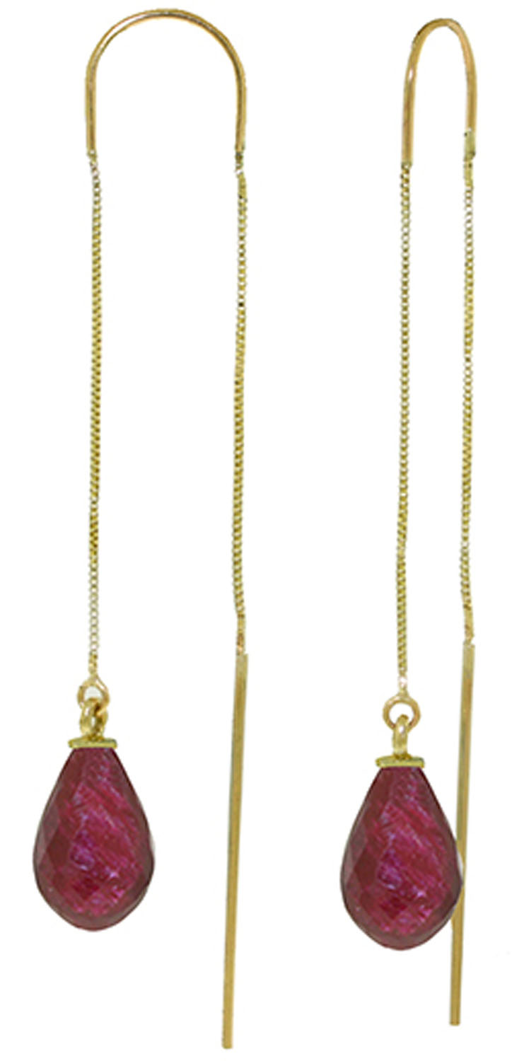 6.6 CTW 14K Solid Gold Threaded Dangles Earrings Ruby