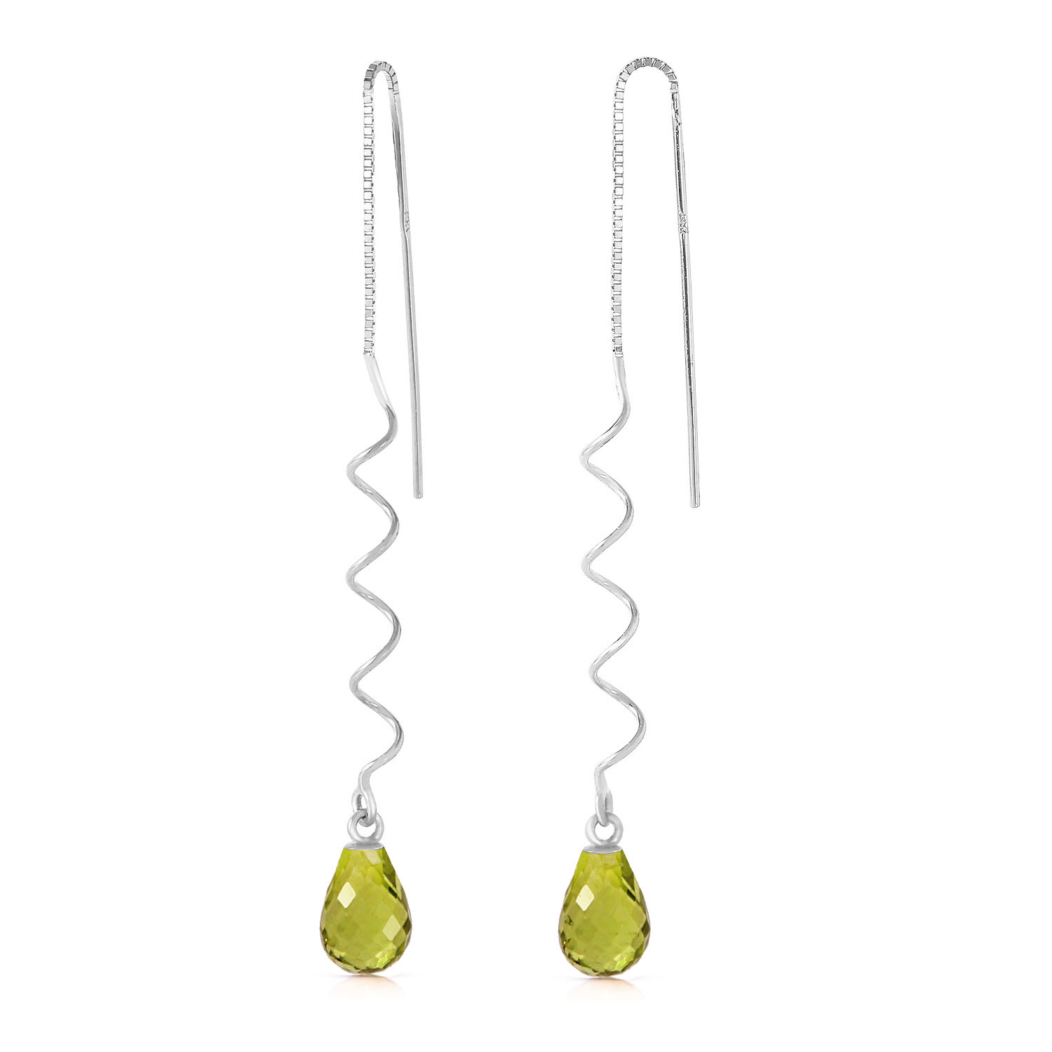 3.3 CTW 14K Solid White Gold Up In Flames Peridot Earrings
