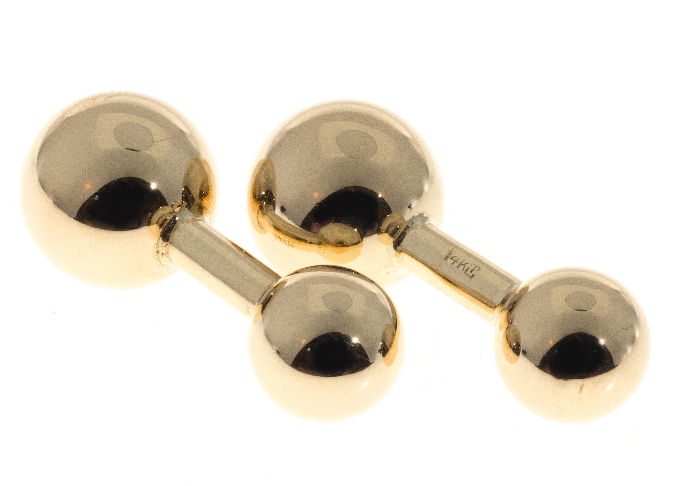 Vintage Estate 1950 14k Yellow Gold Bar Bell Cuff Links