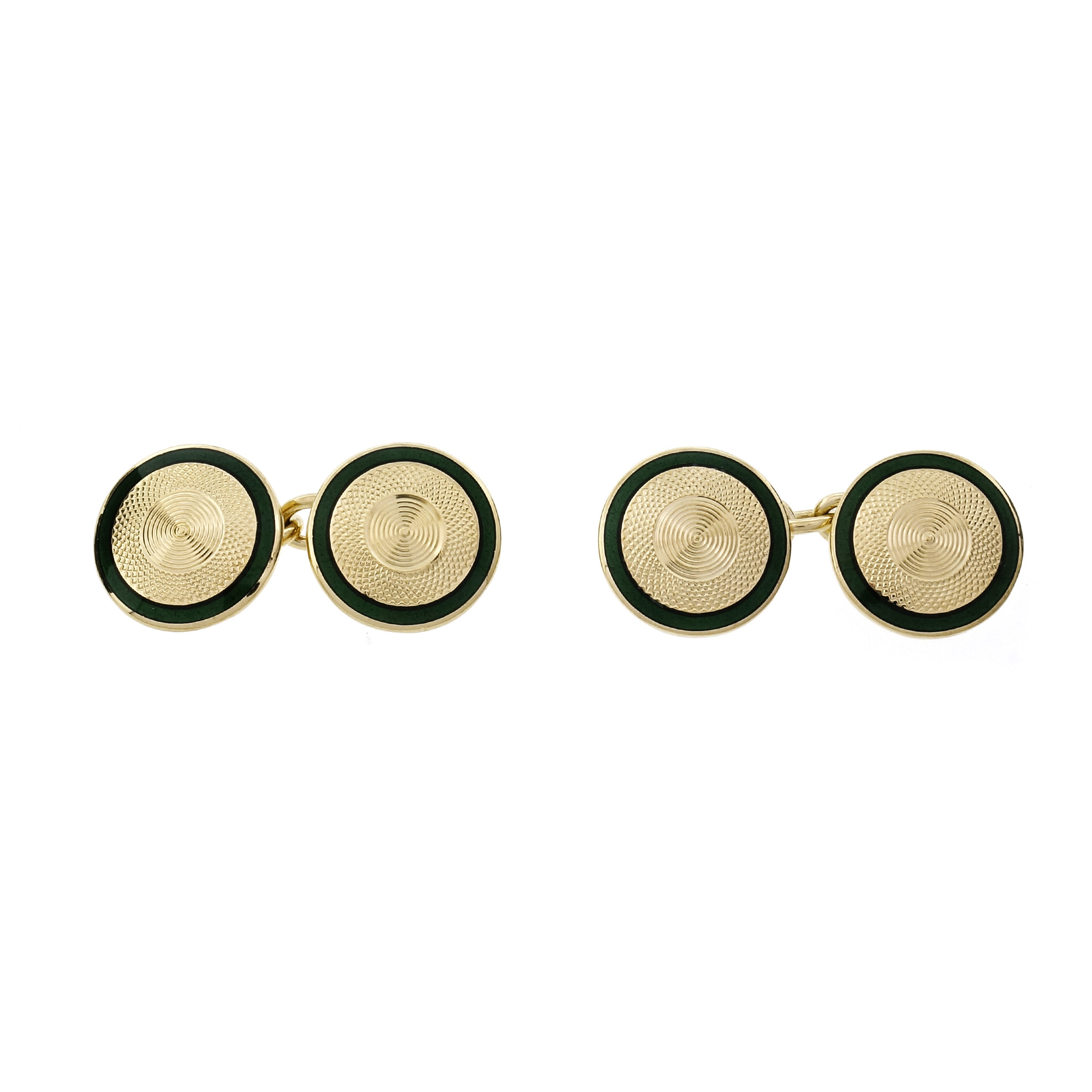 Vintage Double-Sided Cuff Links Green Emerald 18k Gold D+F 