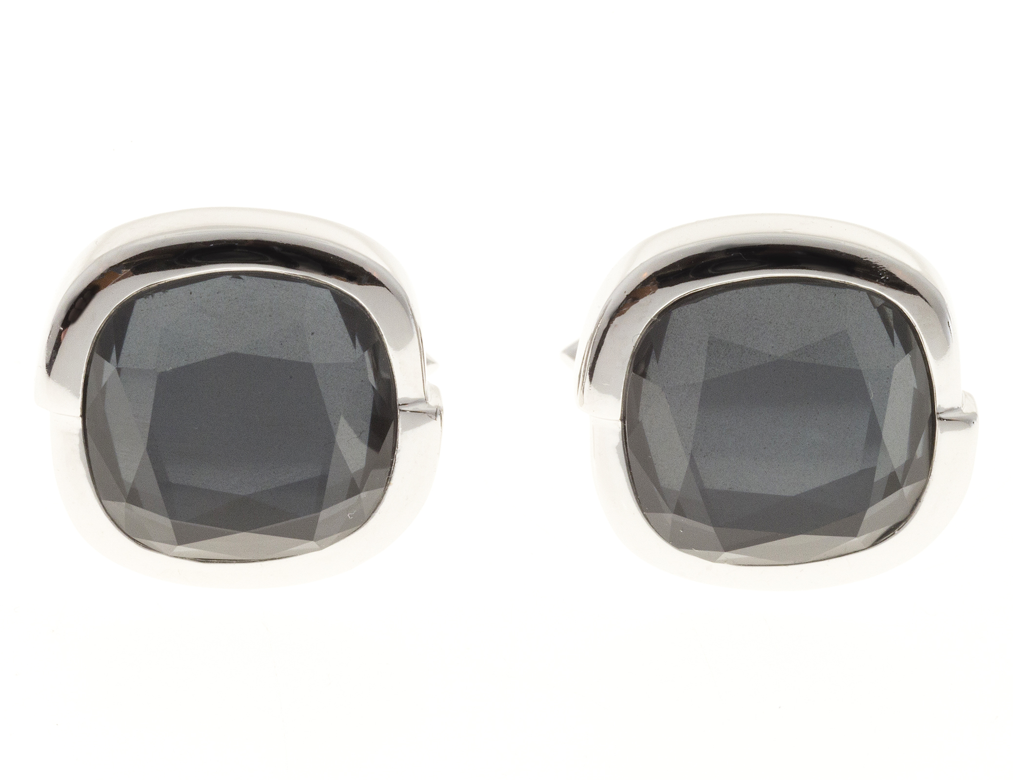 Stephen Webster 18K White Gold Faceted Hematite Cufflinks