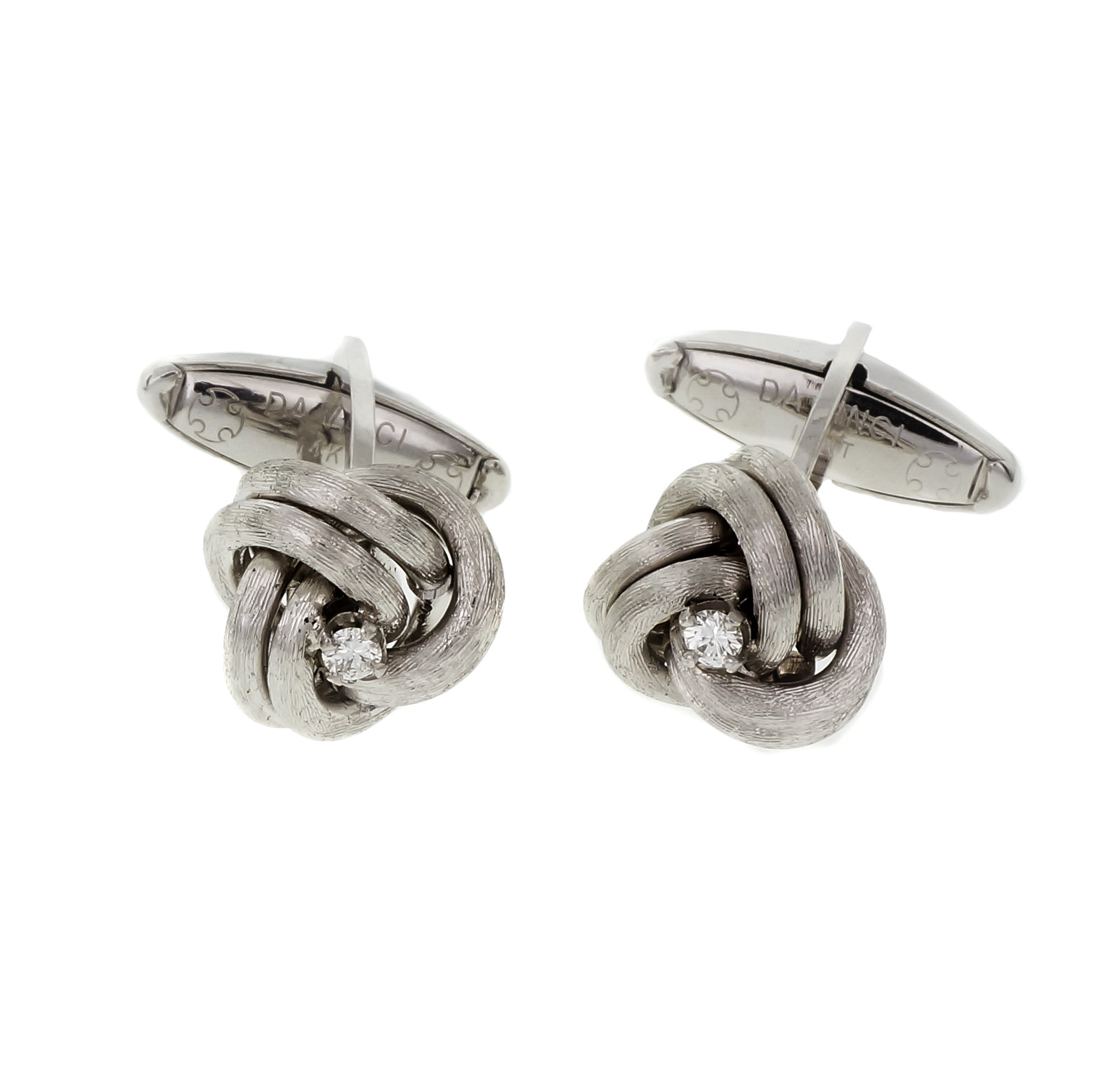 Estate Da Vinci Knot Diamond Cuff Links 14k White Gold