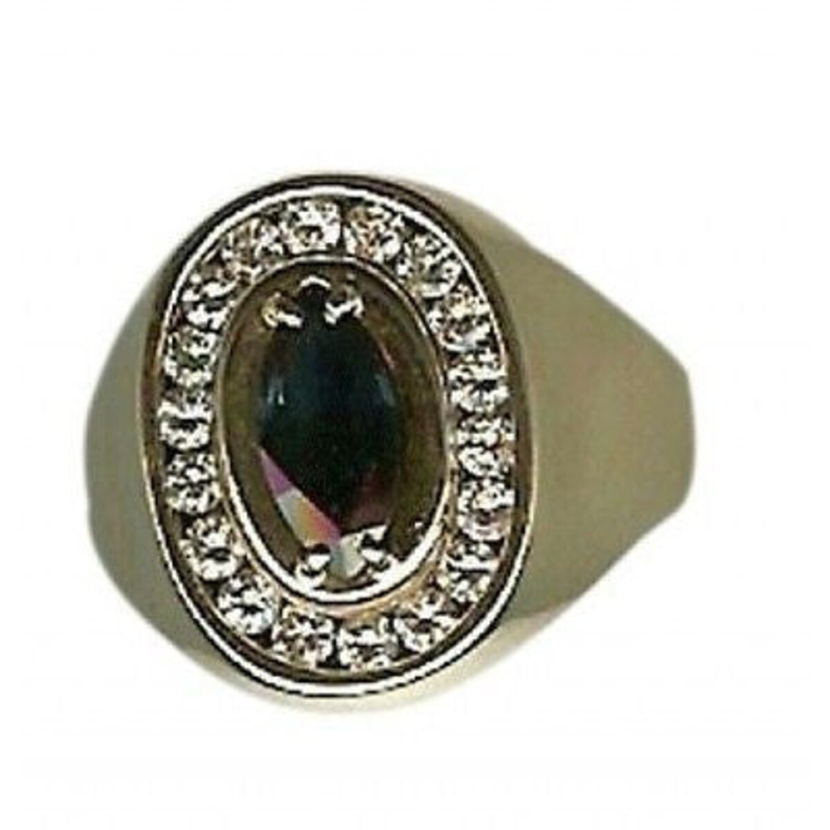 Estate 14K Gold Unique Large Marquise Blue Sapphire & Channel set Diamond Ring