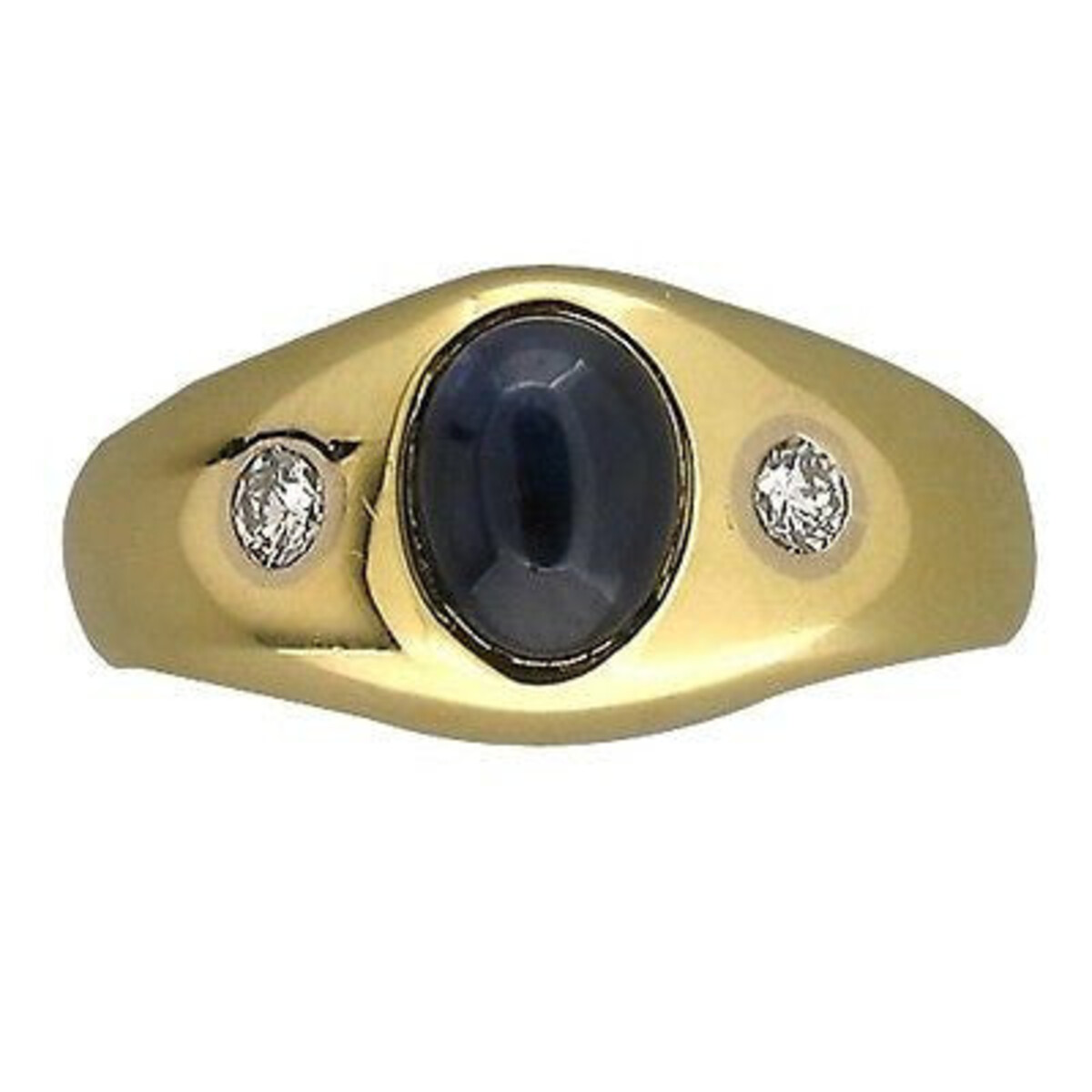 14K Yellow Gold with 1.20 Ct Sapphire & 0.16 Ct Diamond Ring Size 10.25