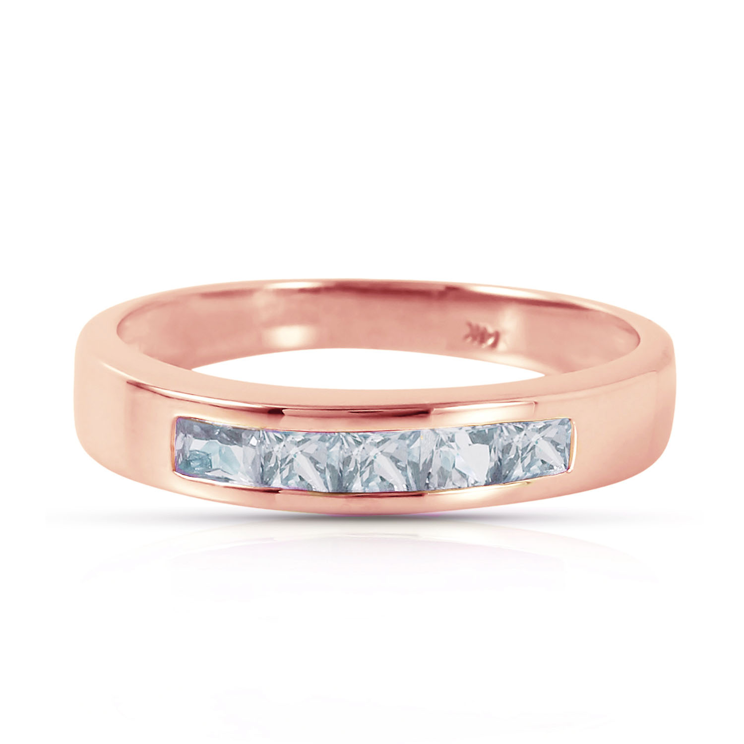 14K Solid Rose Gold Rings with Natural Aquamarines