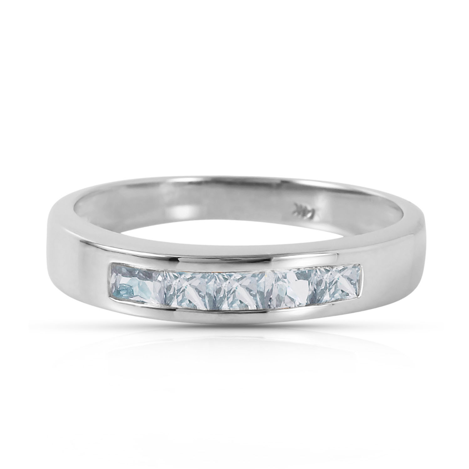 0.5 CTW 14K Solid White Gold Look Into It Aquamarine Ring