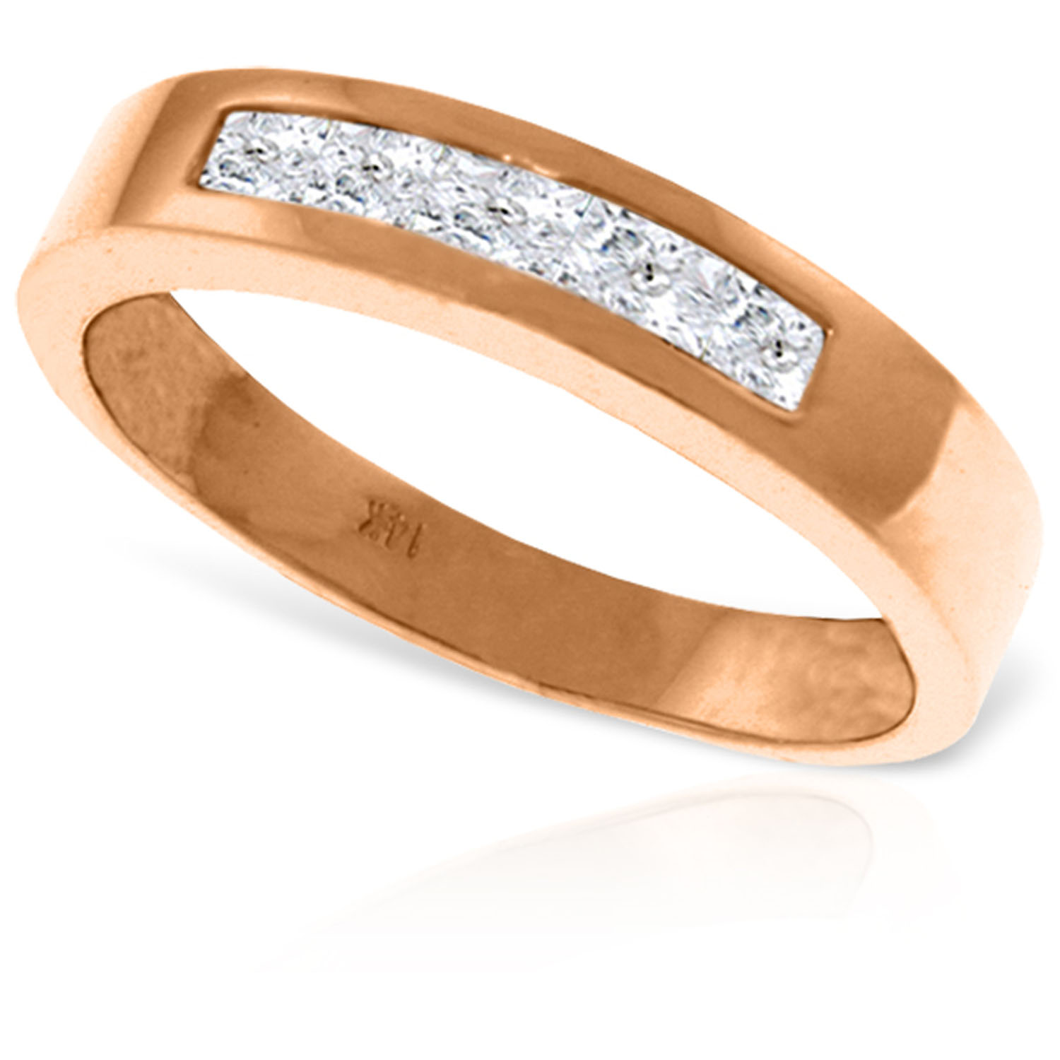 14K Solid Rose Gold Rings with Natural White Topaz