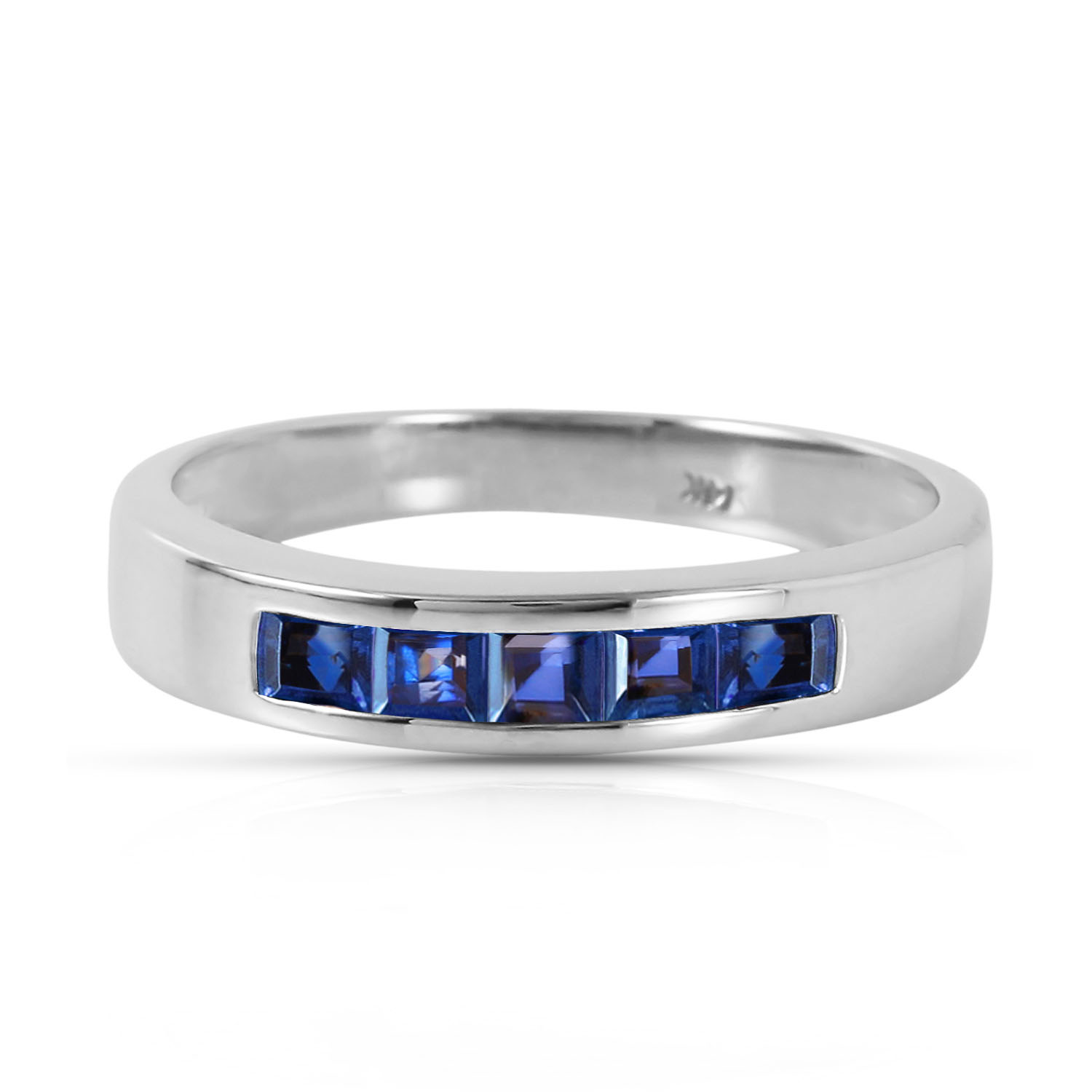 0.6 CTW 14K Solid White Gold Wind Blows Joy Sapphire Ring
