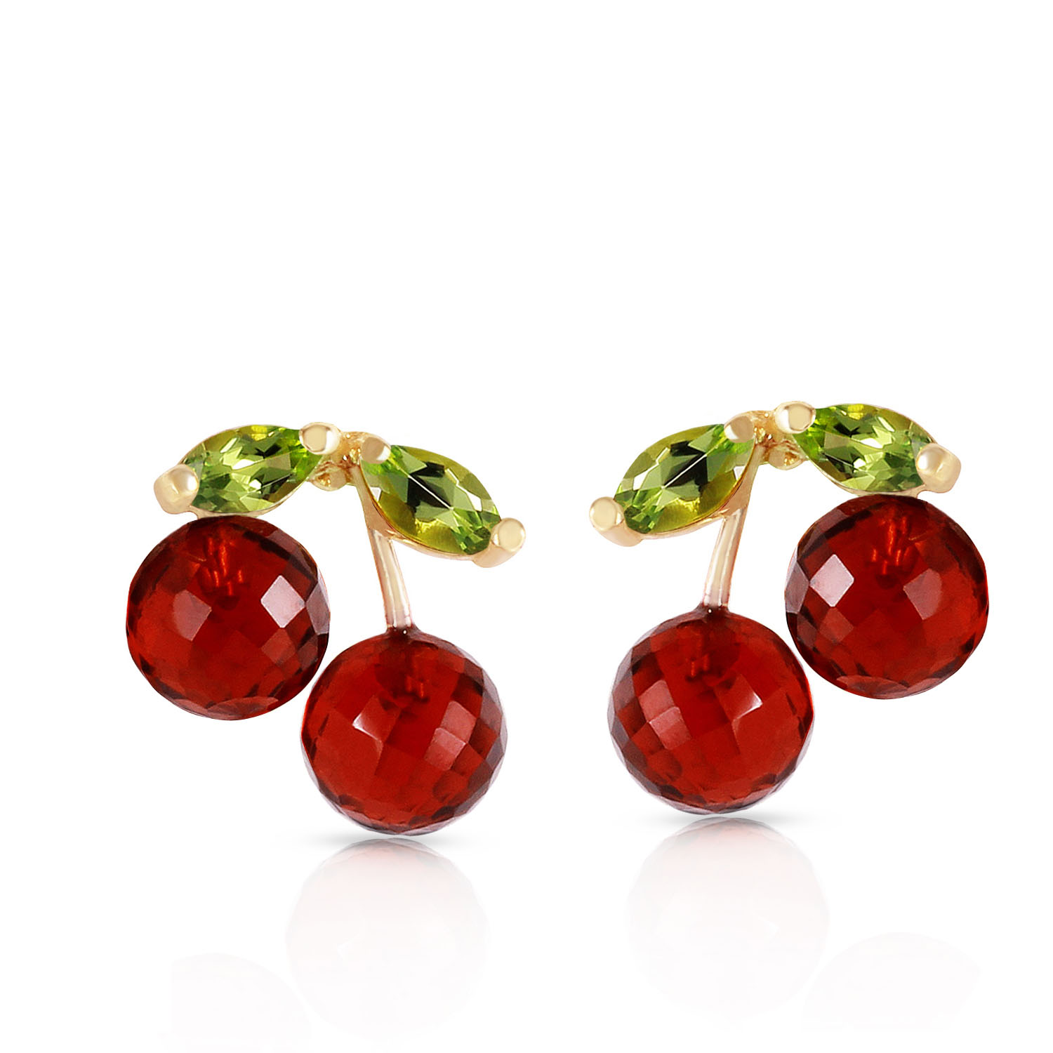 2.9 CTW 14K Solid Gold Earrings Garnet Peridot