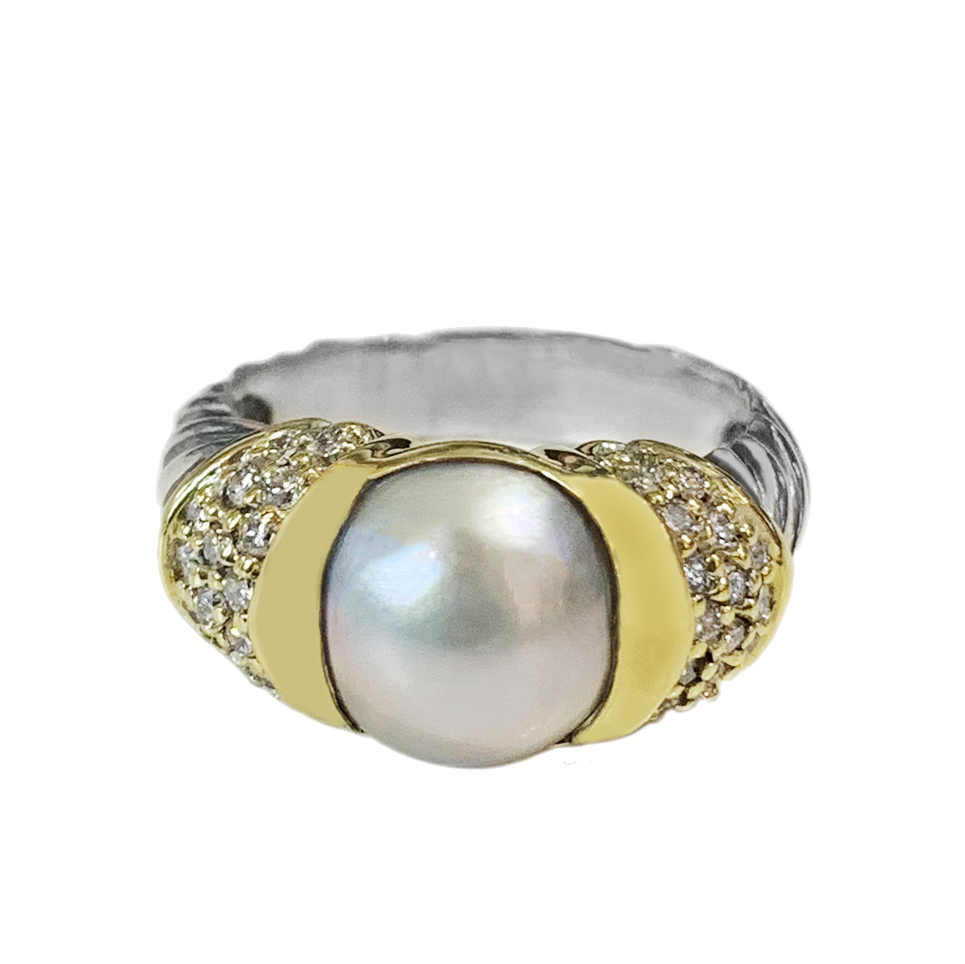 DAVID YURMAN Pearl  Diamond Cocktail Ring