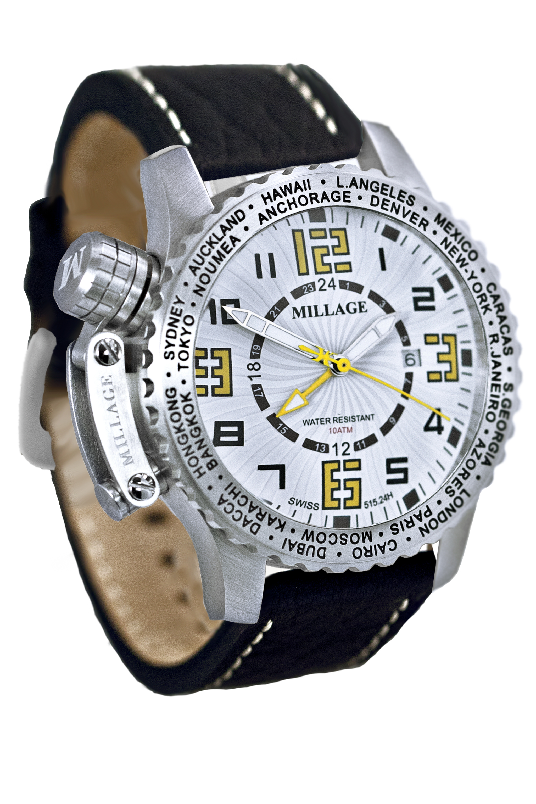  M3726LS-BROWN-WHITE / YELLOW/MILLAGE WATCHES