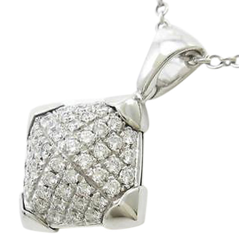 Bulgari 750 White Gold Piramide Necklace  