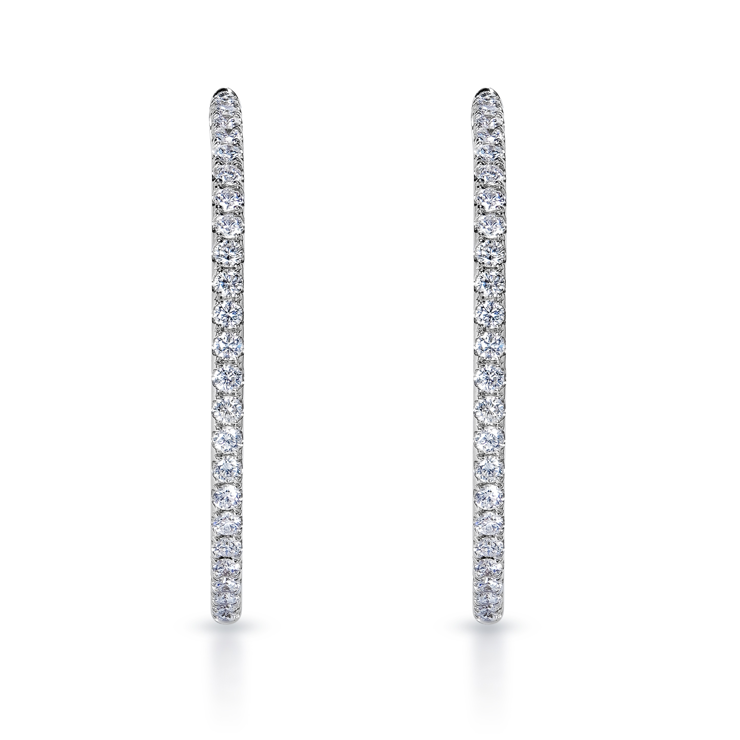 True 2 Carat Round Brilliant Diamond Hoop Earrings in 18k White Gold