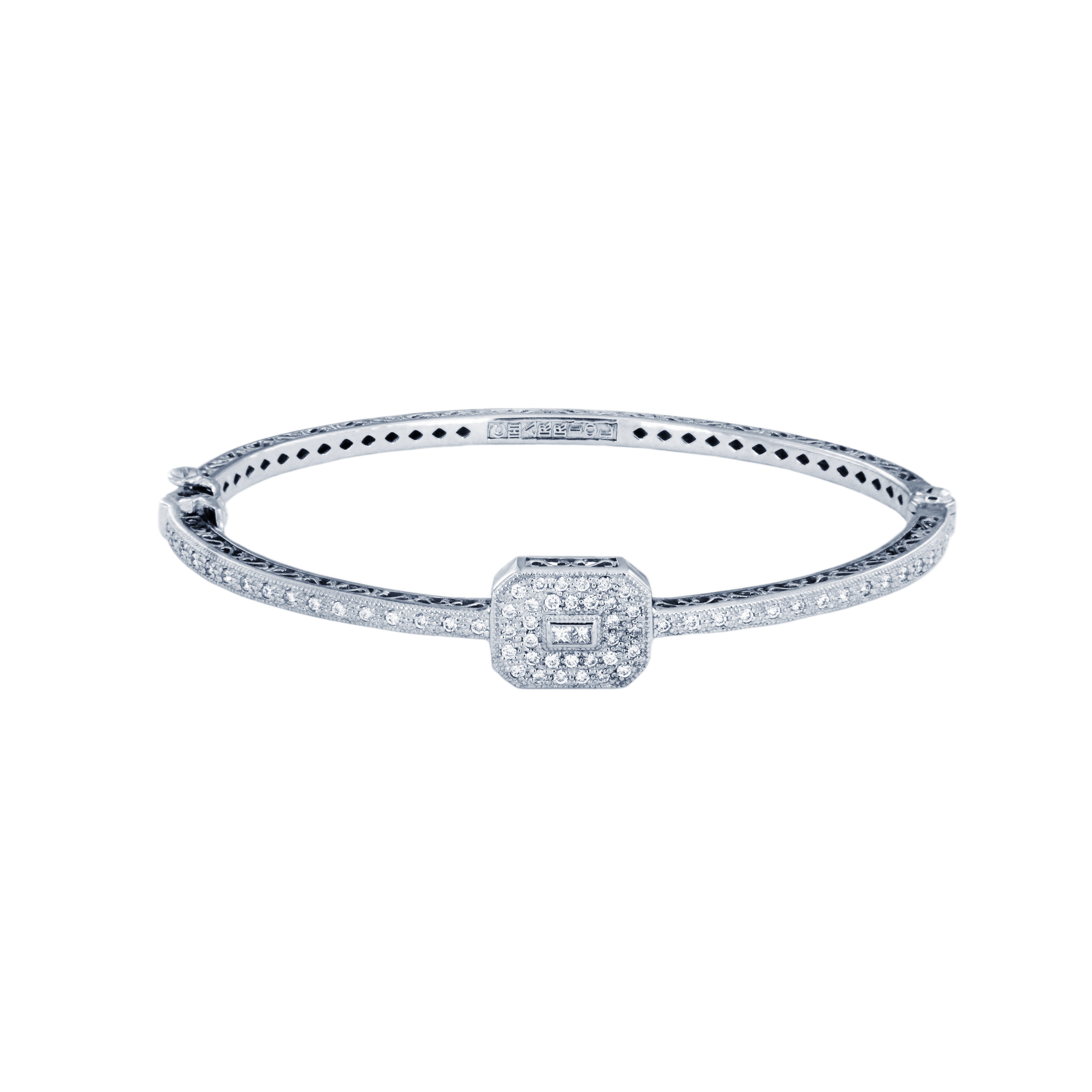 Charriol Blanche Flamme Collection 18k White Gold Diamond Bangle Bracelet