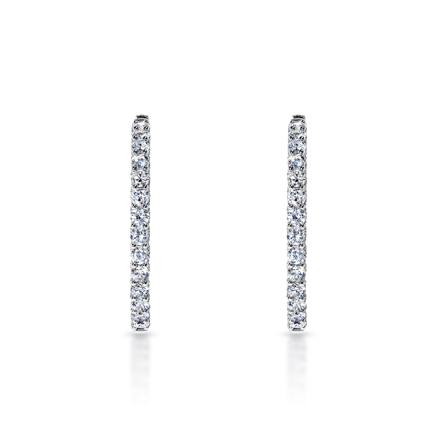 True 13 Carat Round Brilliant Diamond Hoops Earrings in 14k White Gold