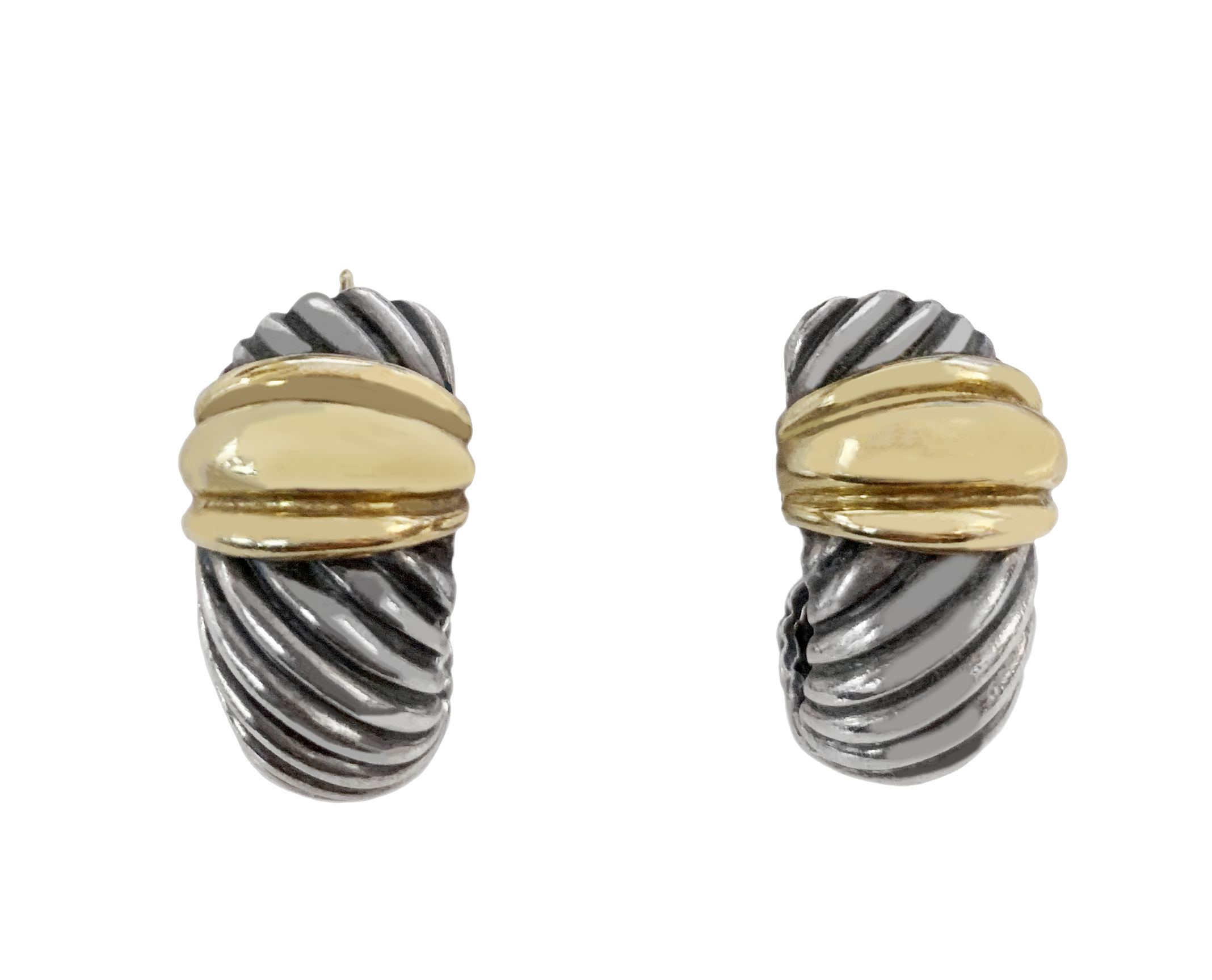 Vintage David Yurman Two-Tone French Clip Earrings
