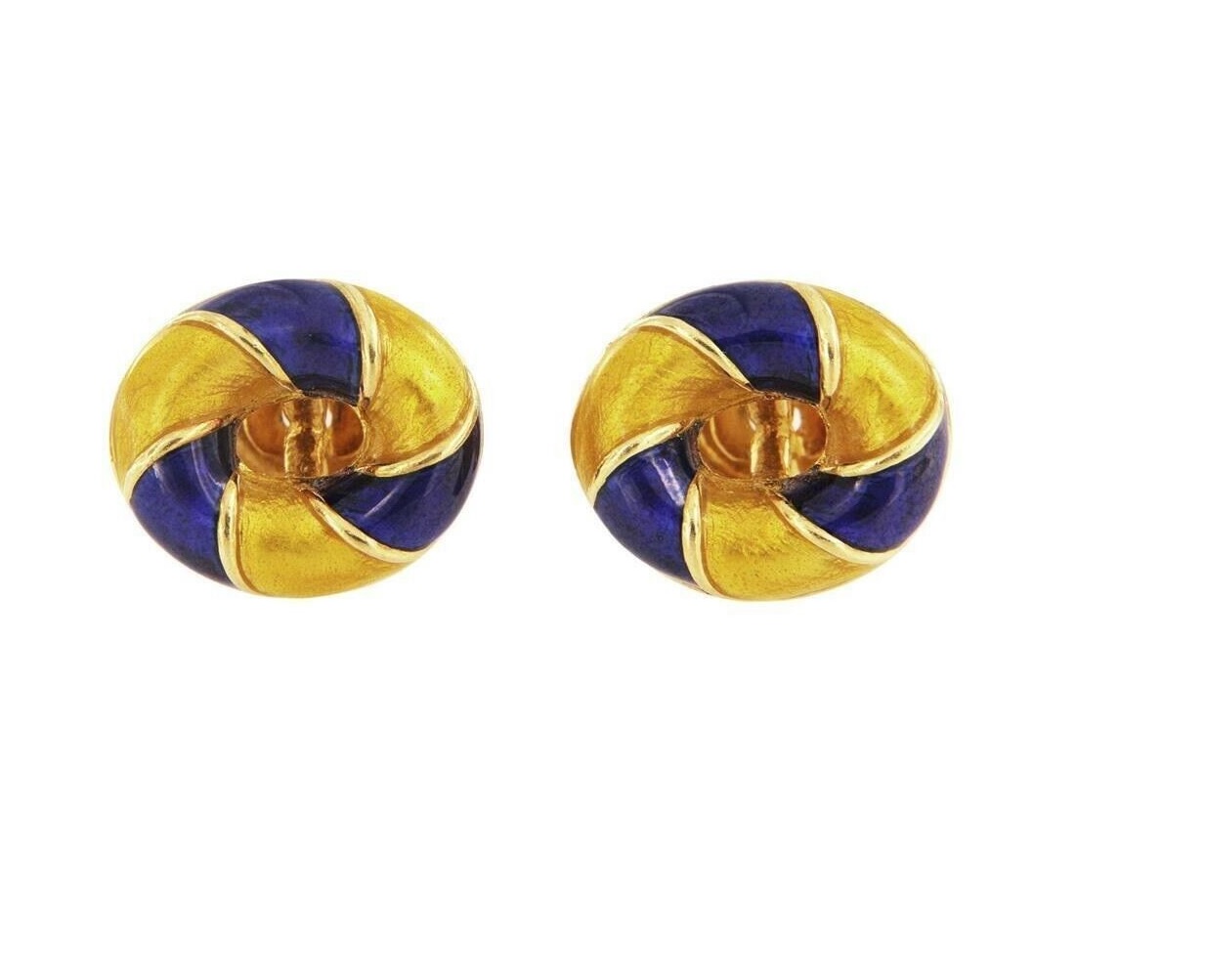 Verdure Exclusive Worldwide Gold  Enamel Oval Cufflinks