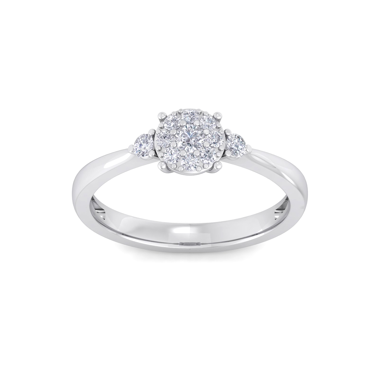 GLAM ® Halo Engagement Ring with Sidestones in 14K Gold and  0.33ct Diamonds