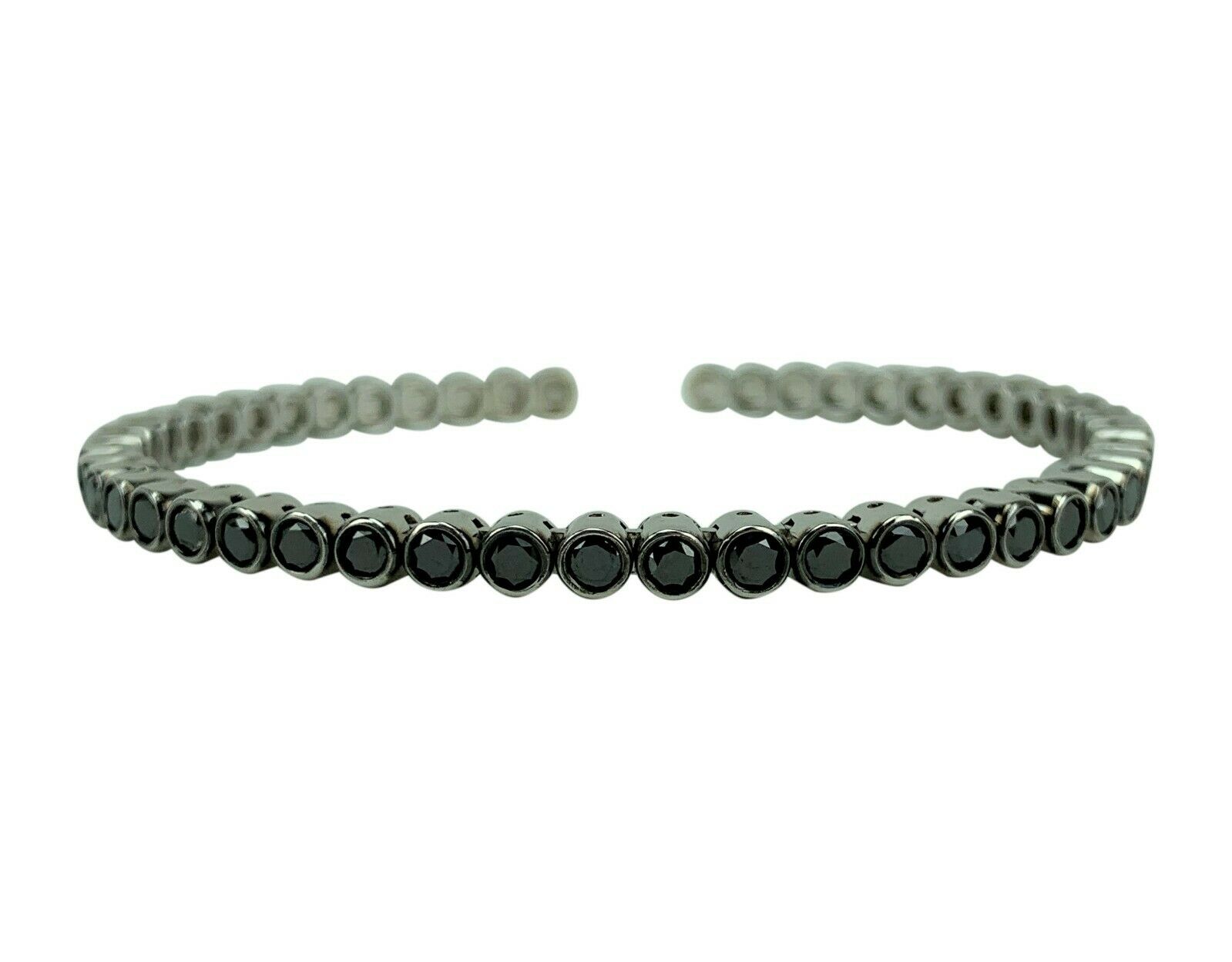 18k White Gold and 3.4ct Black Diamond Flex Bangle Bracelet
