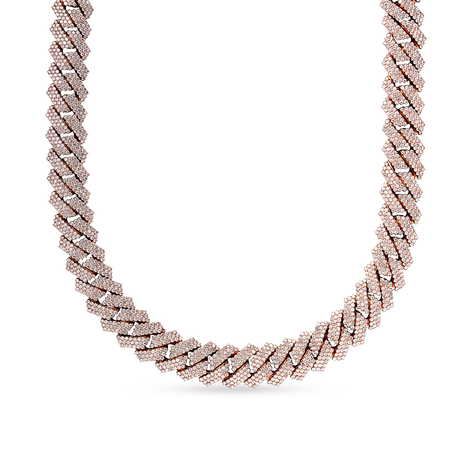 Mason Carats Round Brilliant Diamond Cuban Link Chain in Rose Gold for Men
